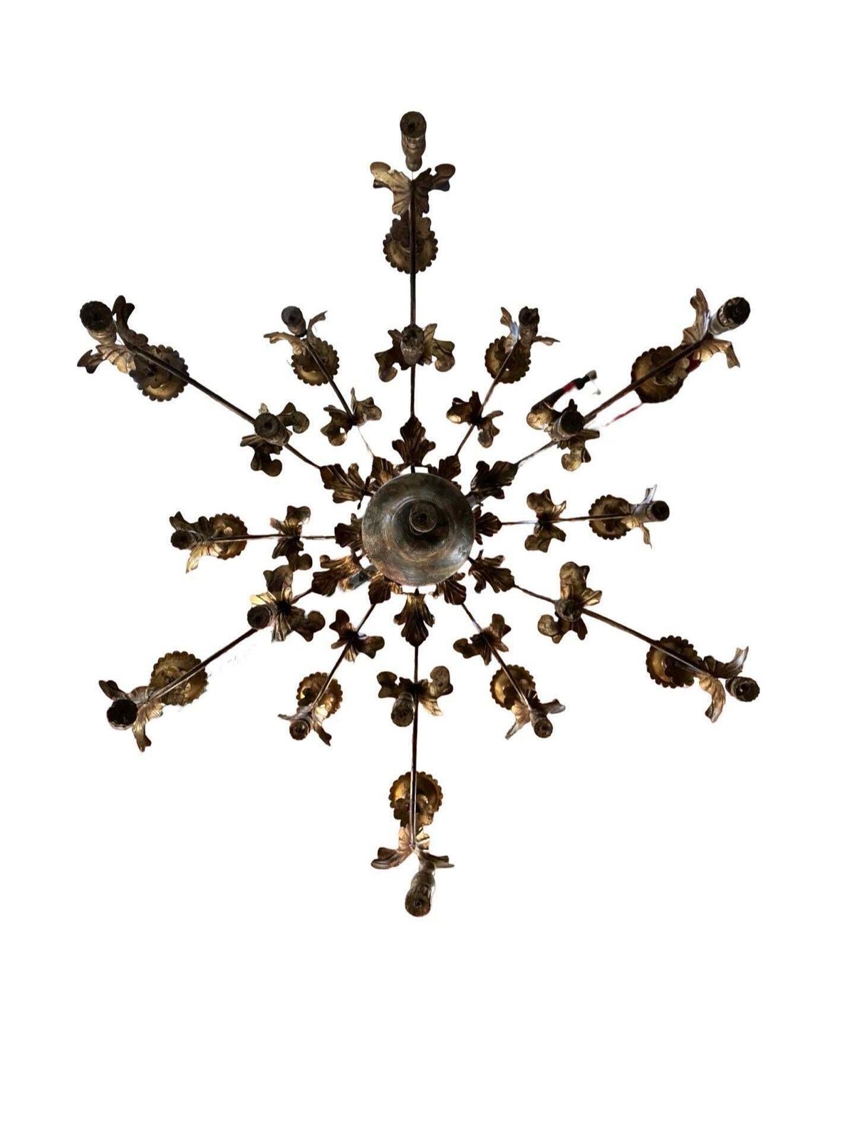 3200.0 20th Century Italian Iron And Wood Pair Of Chandeliers photo