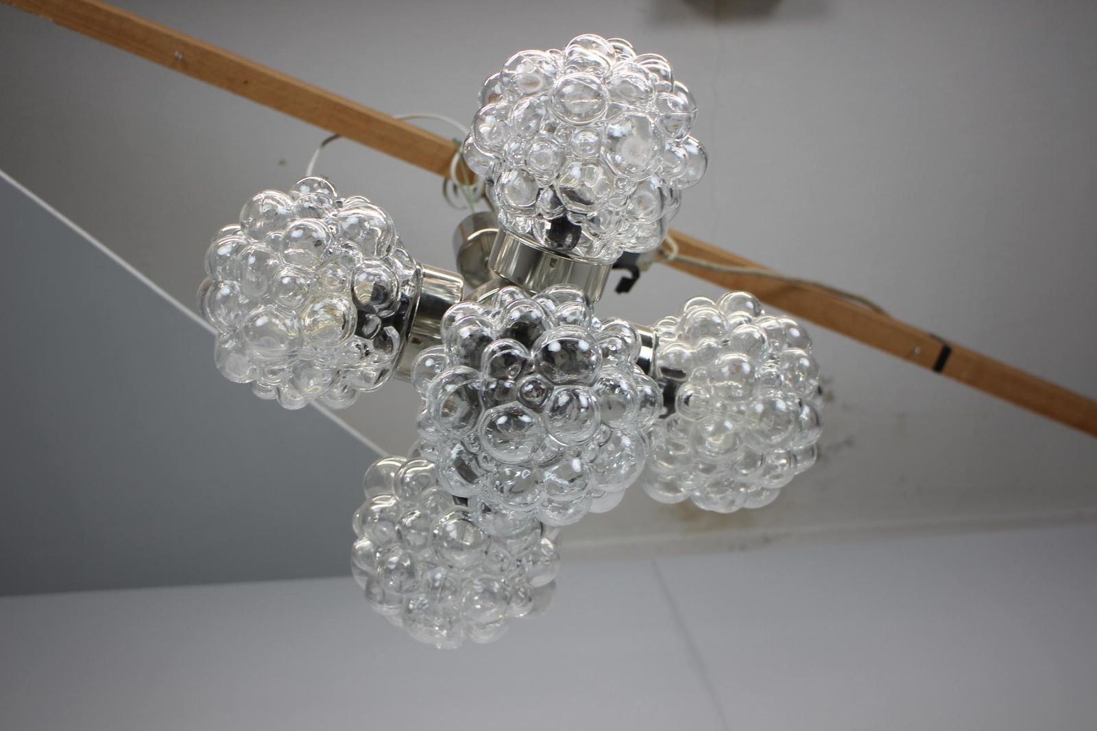 Bubble Glass Chandelier By Kamenický šenov, Czechoslovakia, 1970s photo for sale