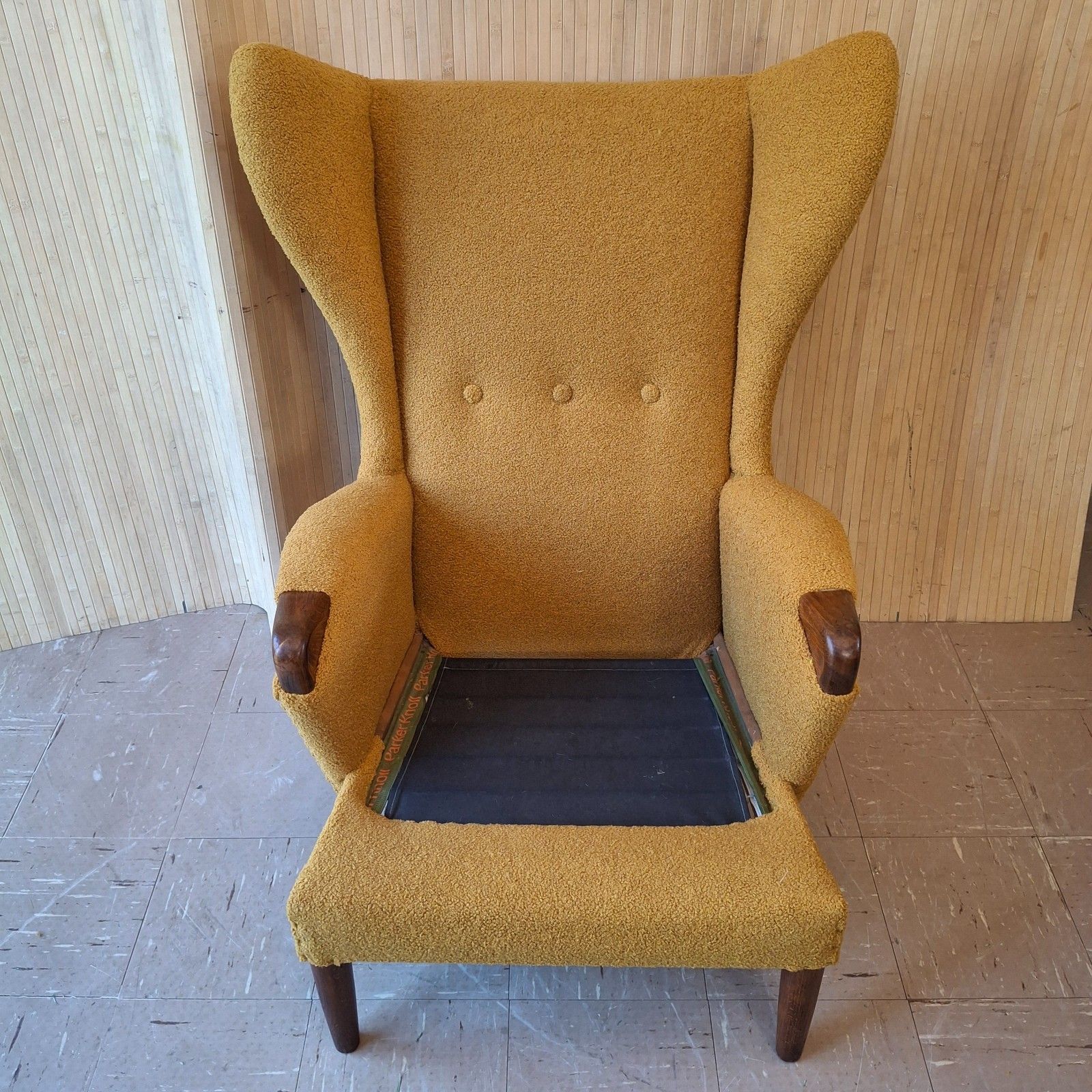 photo buy Fab Vintage Parker Knoll Pk757 Papa Bear Chair Armchair Ochre Mustard Boucle