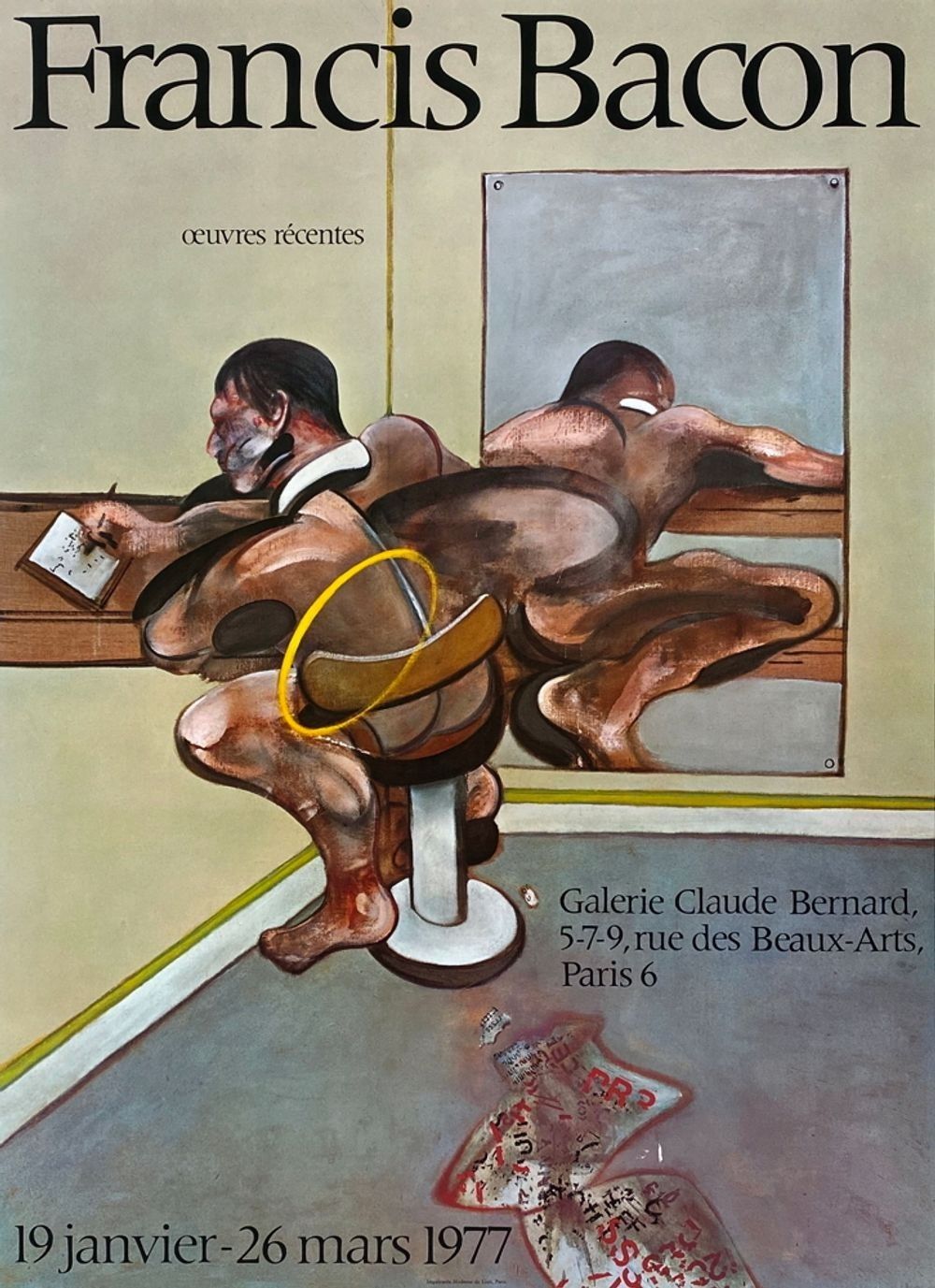 Francis Bacon Poster Poster Poster Exhibition Paris 1977 Galerie Bernard