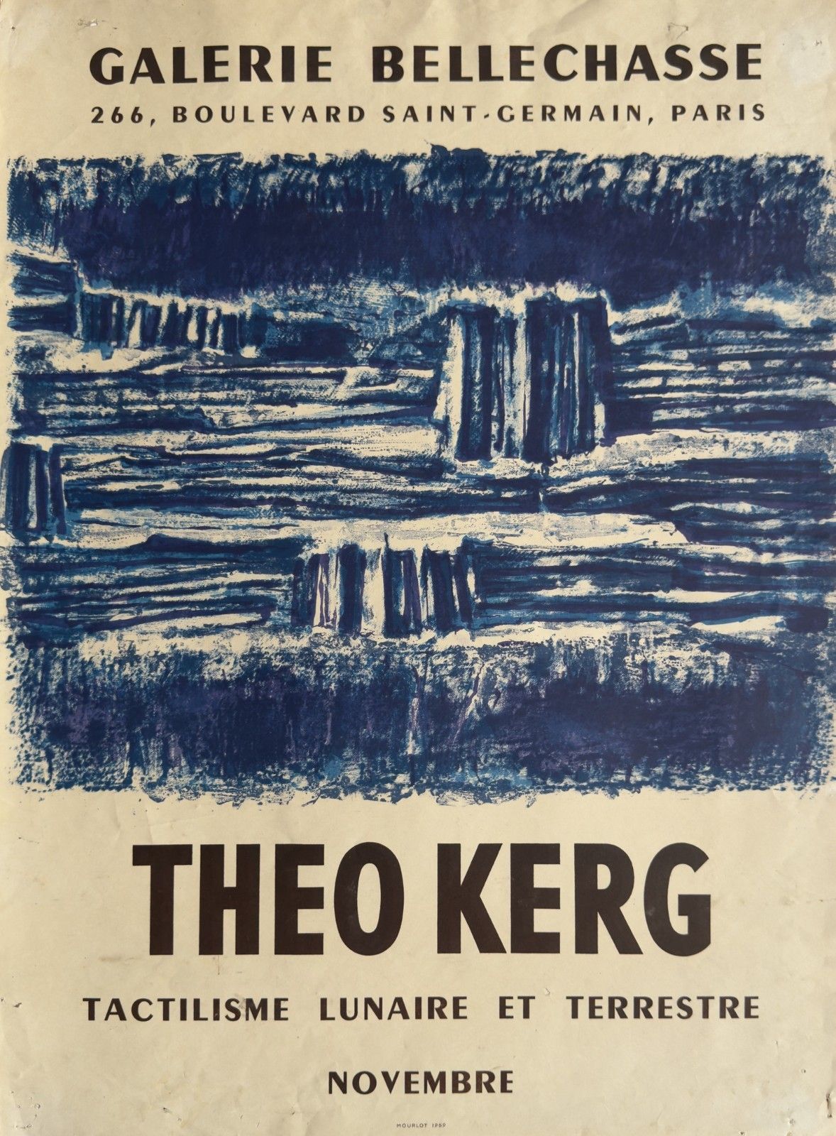 Theo Kerg Vintage Lithograph Poster Expo Galerie Bellechasse Paris 1959