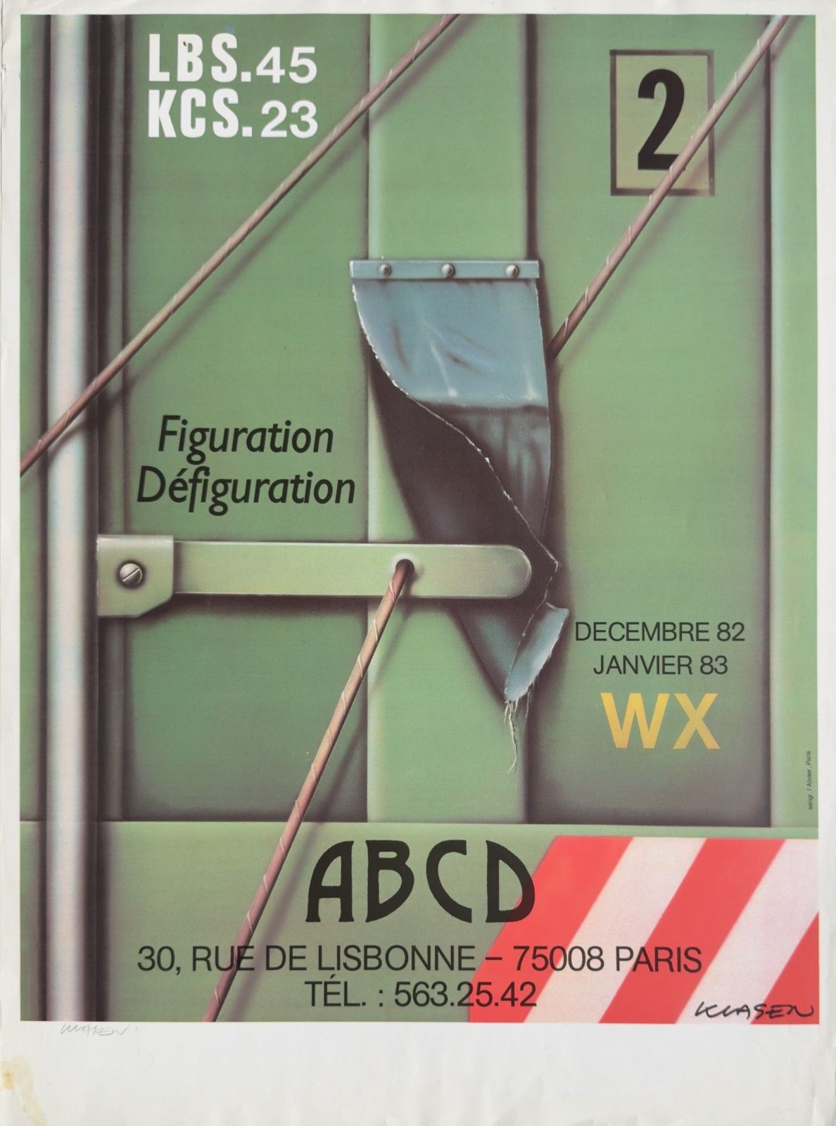 Peter Klasen Signed Pencil Poster 1982 Abcd Street Art Exhibition