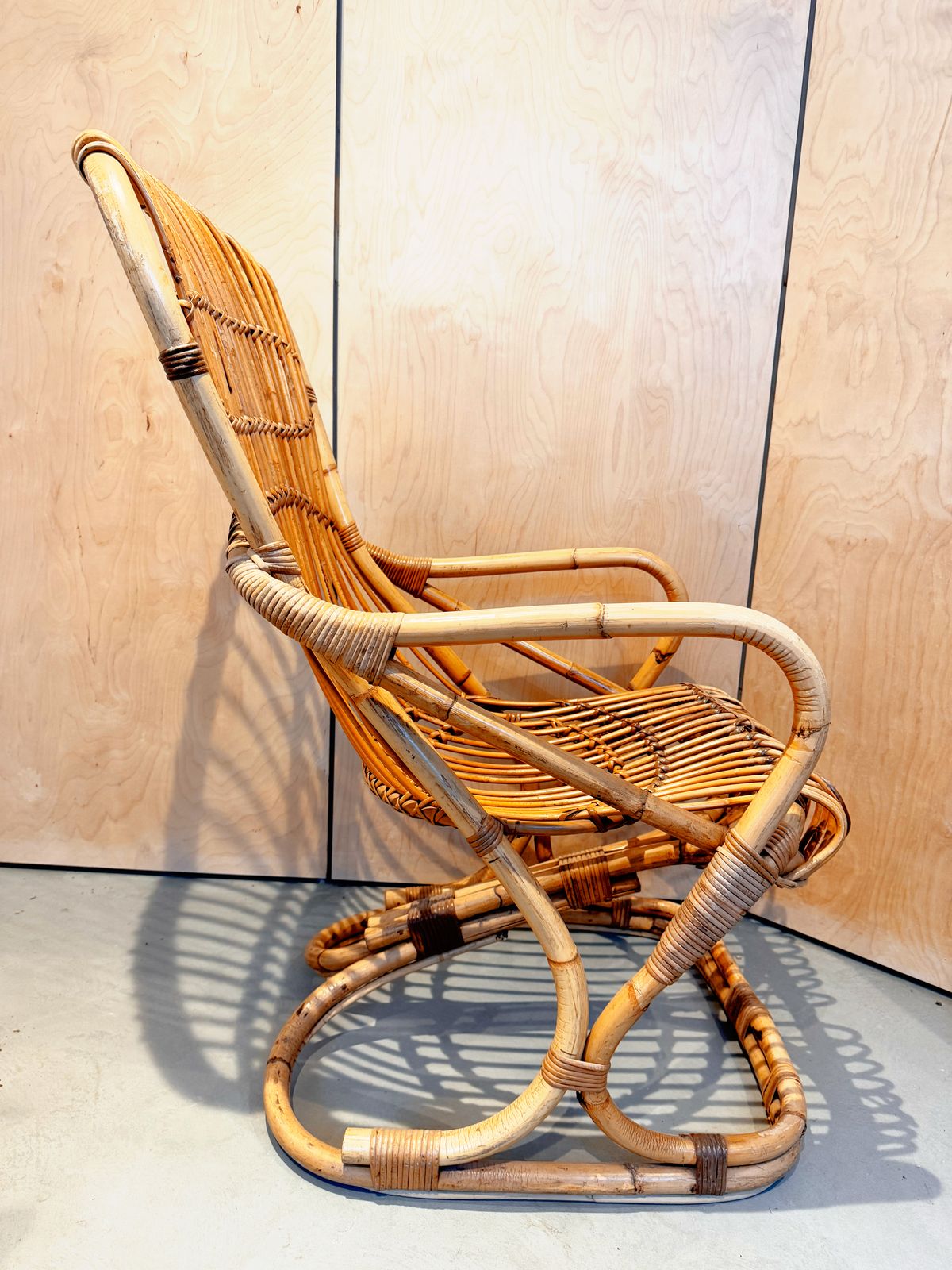 A Mid Century Italian Vintage Bamboo Chair, Riviera Style. photo furniture