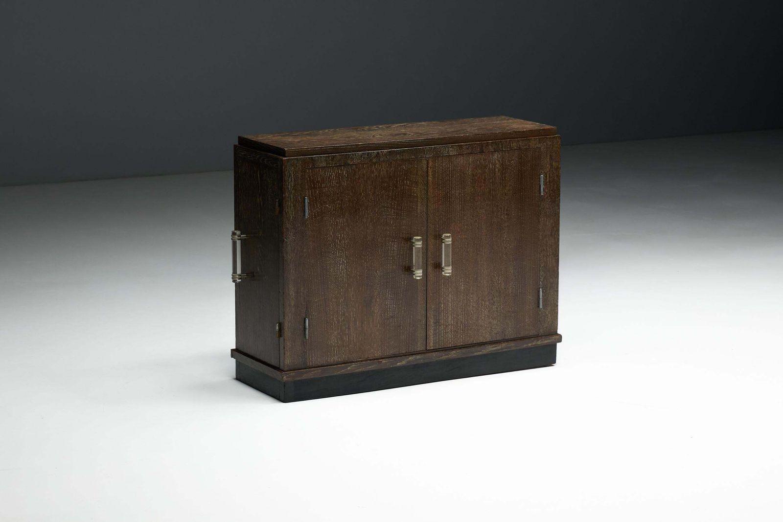Modernist Art Deco Oak Cabinet, France, 1940s photo vintage