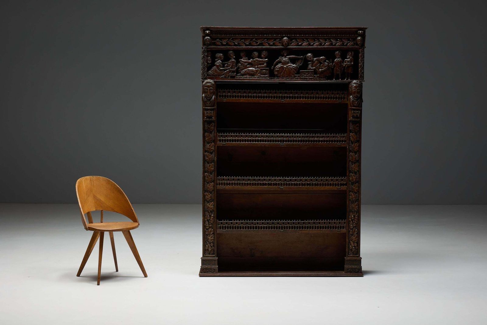 Antique Expressive Carved Bookcase, France, 19th Century photo 7272.0