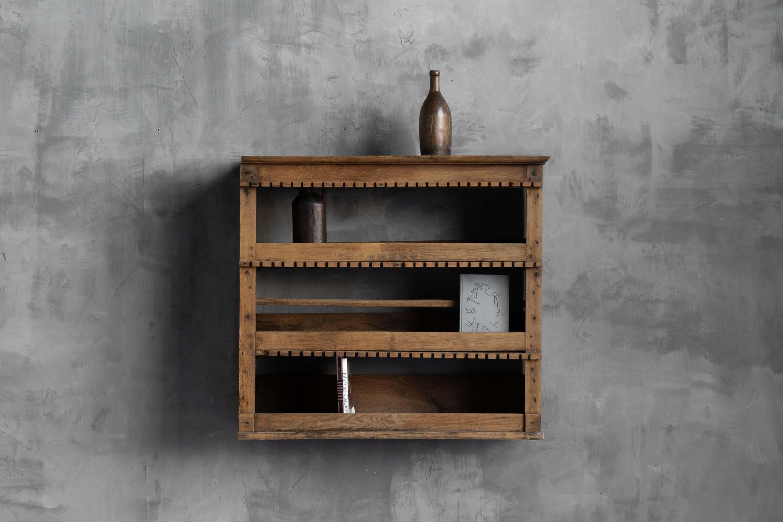Rustic Art Populaire Wall Mounted Shelf, France, 19th Century photo for sale