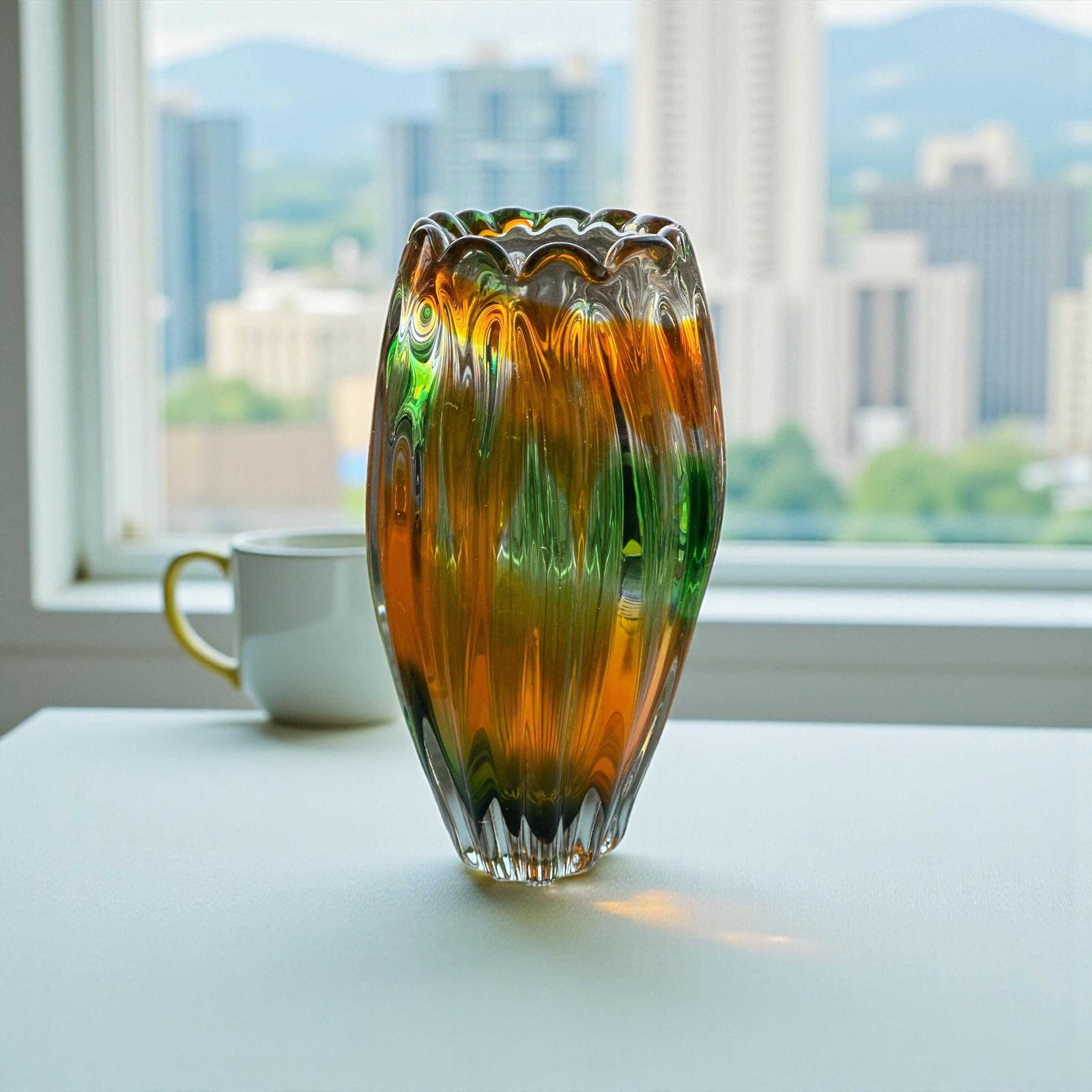 Original Narumi Sanyu Fantasy Ribbed Swirl Vase, C. Late 1960s–70s. photo vinterior