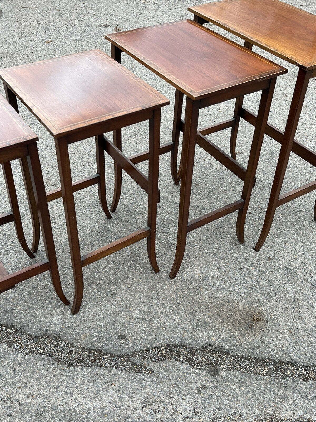 photo for sale Victorian Inlaid Mahogany Quartetto Nest. Perfect Coffee / Lamp Tables
