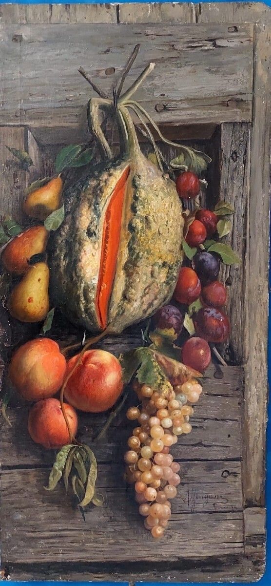Zingoni Aurelio Florence 1853 1922, Oil On Canvas, Still Life photo furniture