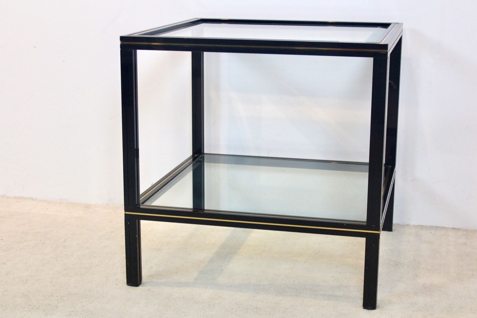 Pierre Vandel Black Aluminum And Brass Side Table, France, 1970s photo Furniture