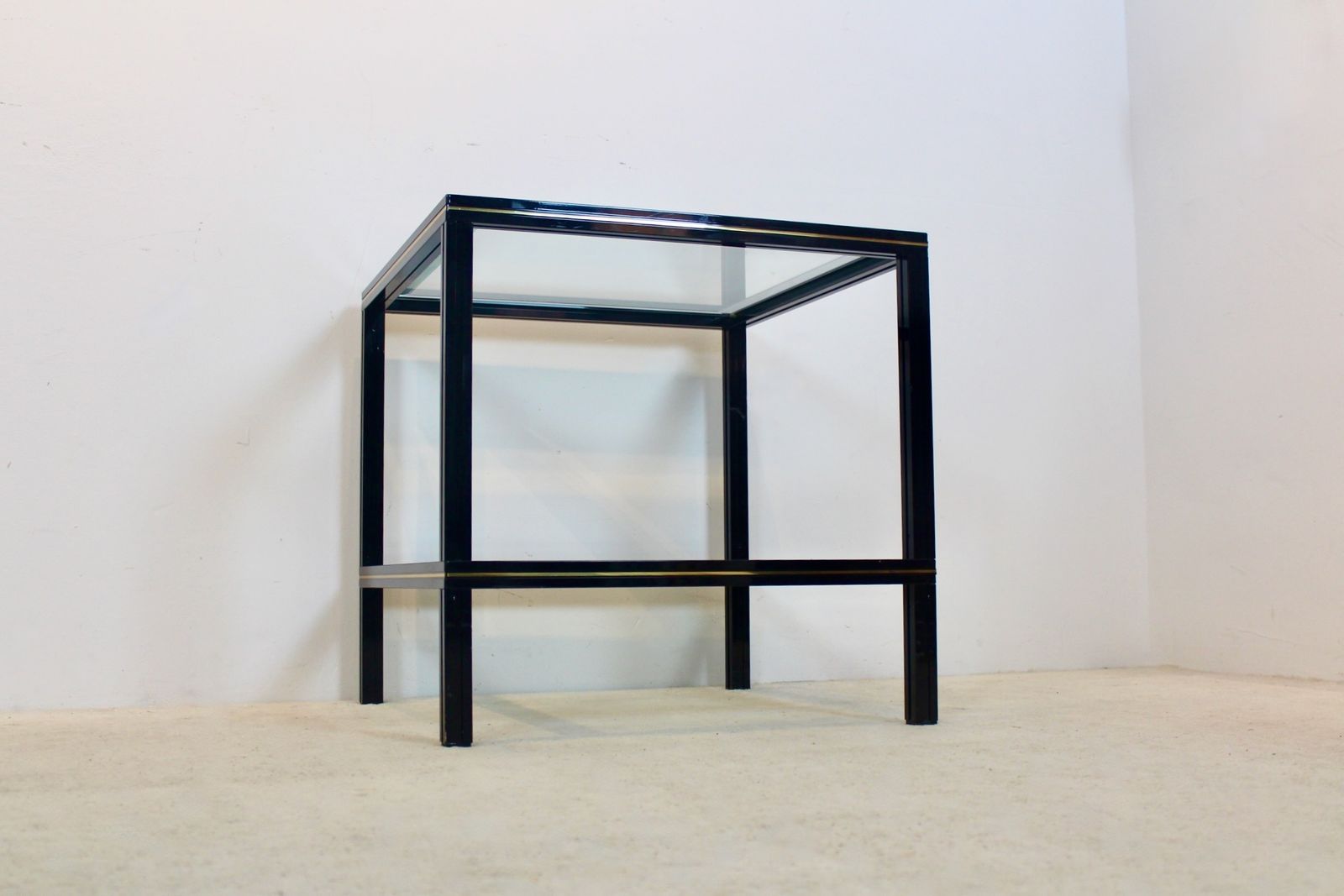 photo for sale Pierre Vandel Black Aluminum And Brass Side Table, France, 1970s