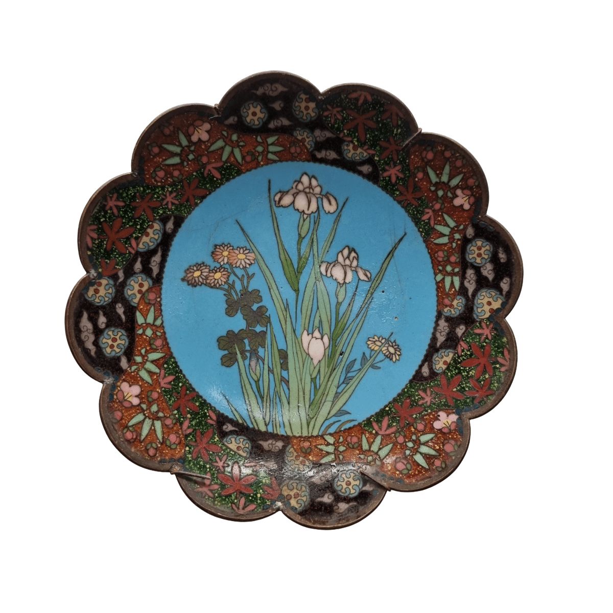 Antique Japanese Cloisonné Wall Plate, Late 1800s