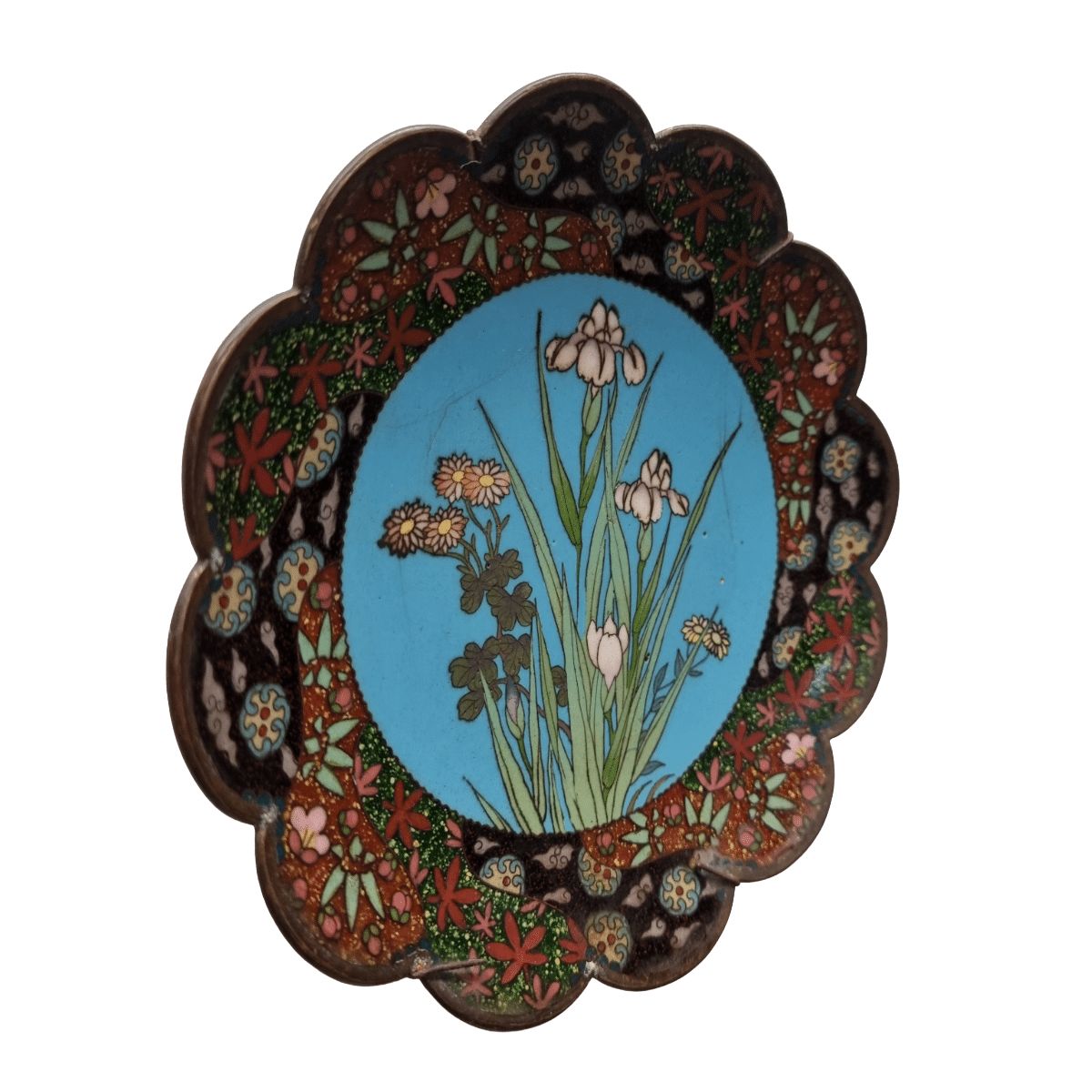 Antique Japanese Cloisonné Wall Plate, Late 1800s photo furniture