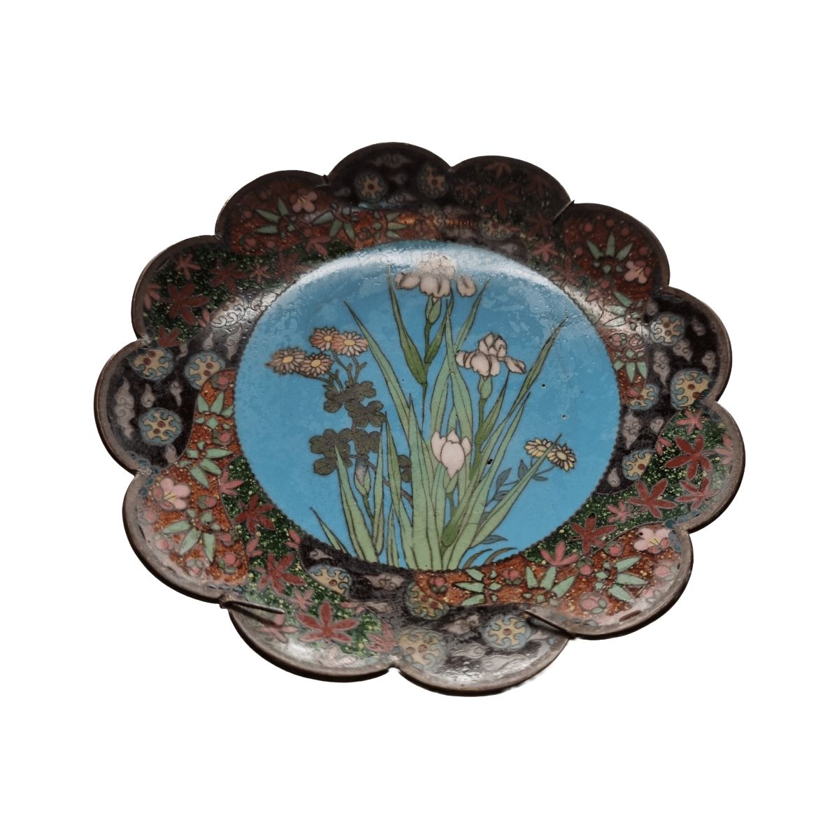 Antique Japanese Cloisonné Wall Plate, Late 1800s photo Art