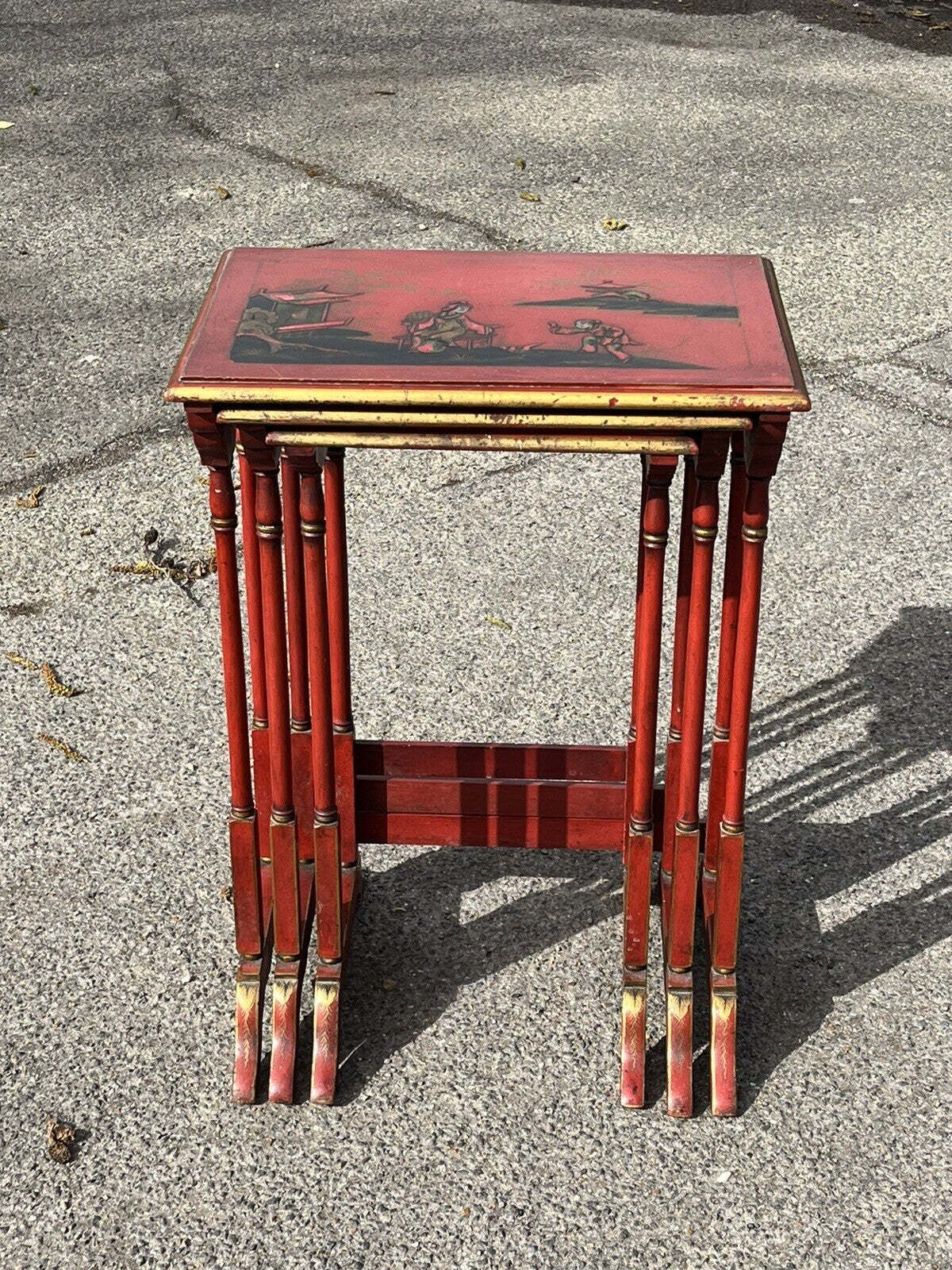 Edwardian Red Japanned Nest Of Tables photo 745.0