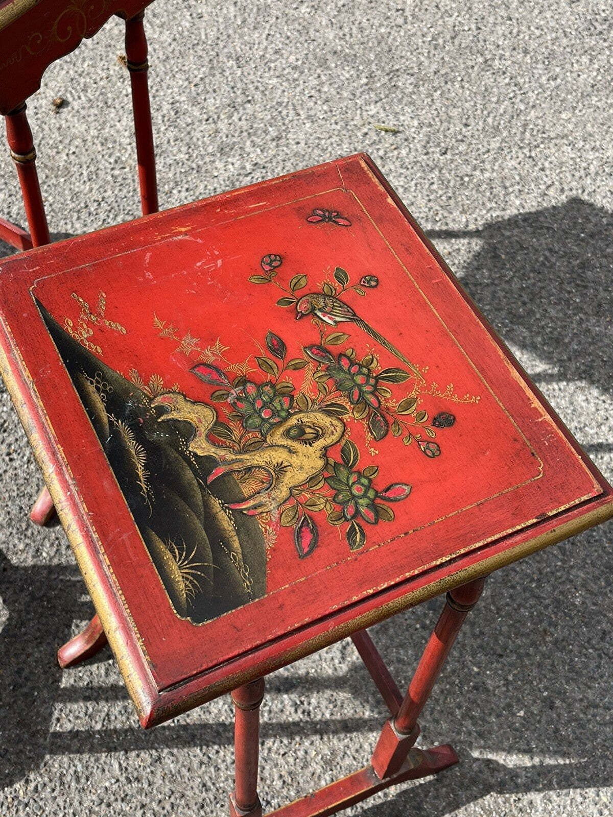 photo vinterior Edwardian Red Japanned Nest Of Tables