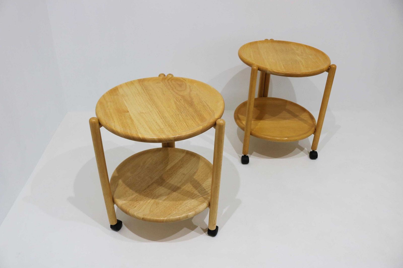 Pair Of Vintage Danish Foldable Rolling Bar Carts With Removable Trays By Quistgaard photo furniture