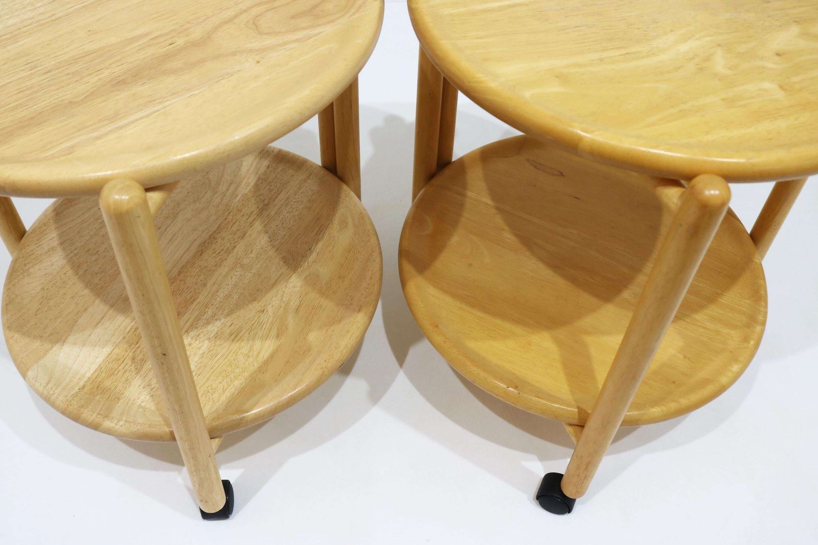 Pair Of Vintage Danish Foldable Rolling Bar Carts With Removable Trays By Quistgaard photo buy