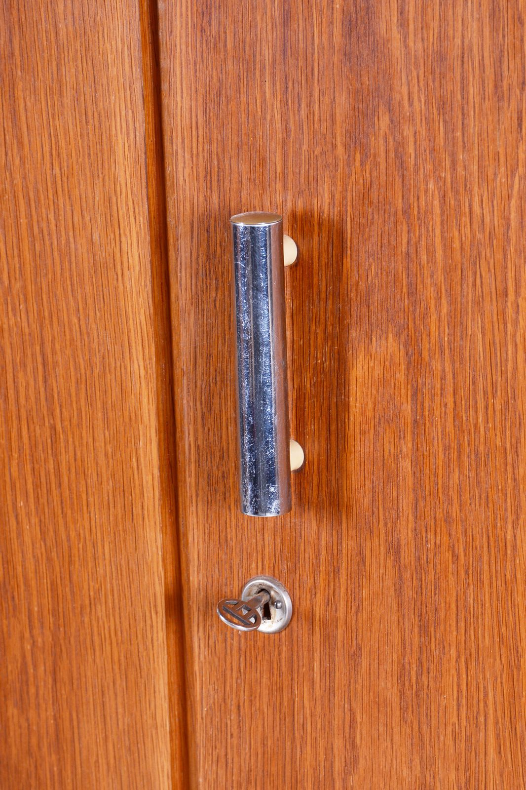 Restored Oak Bauhaus Wardrobe, Chrome Plated Steel, Czechia, 1930s photo buy