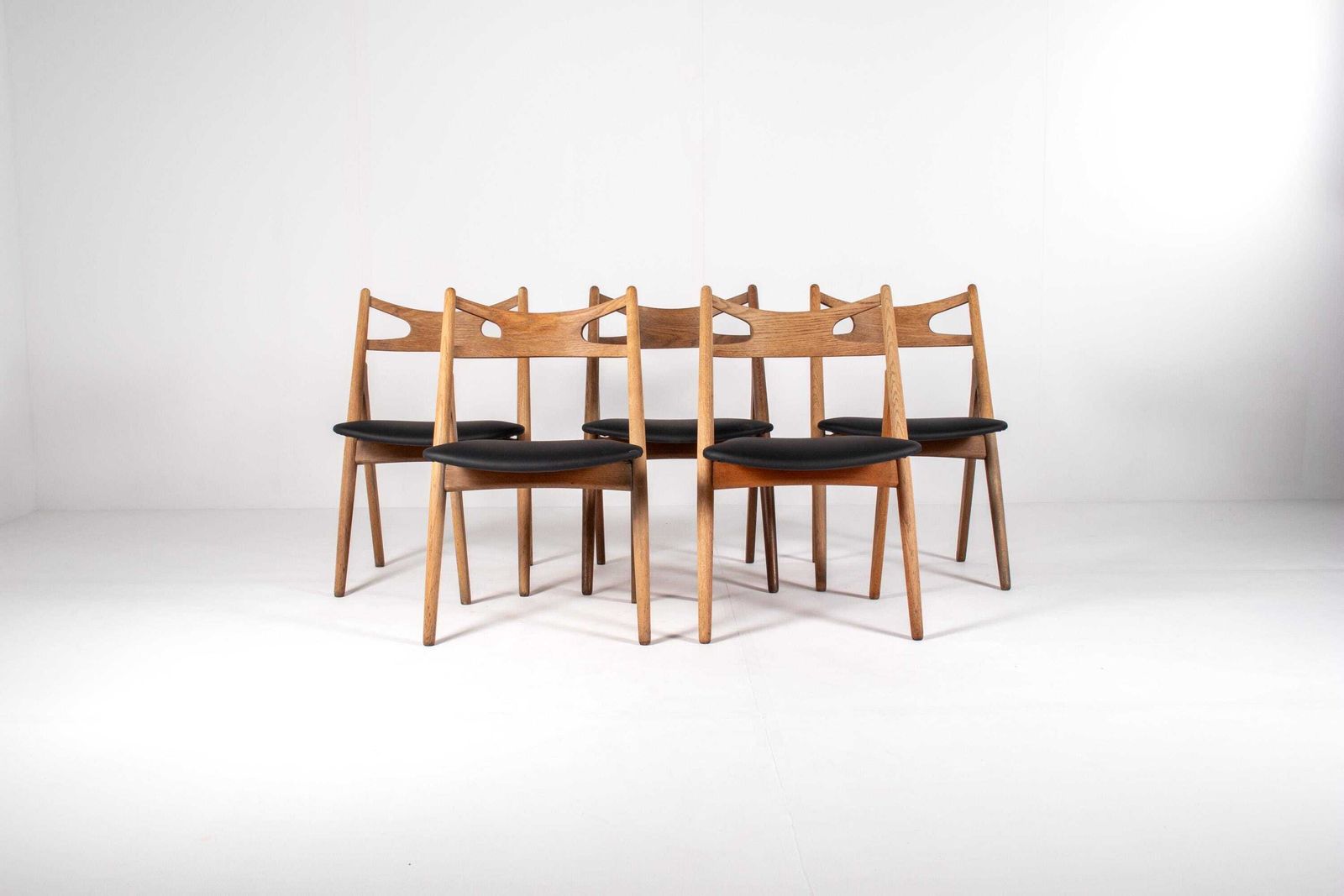 Sawbuck Chairs By Hans J. Wegner – Set Of 5, Model Ch29, Oak, 1950s