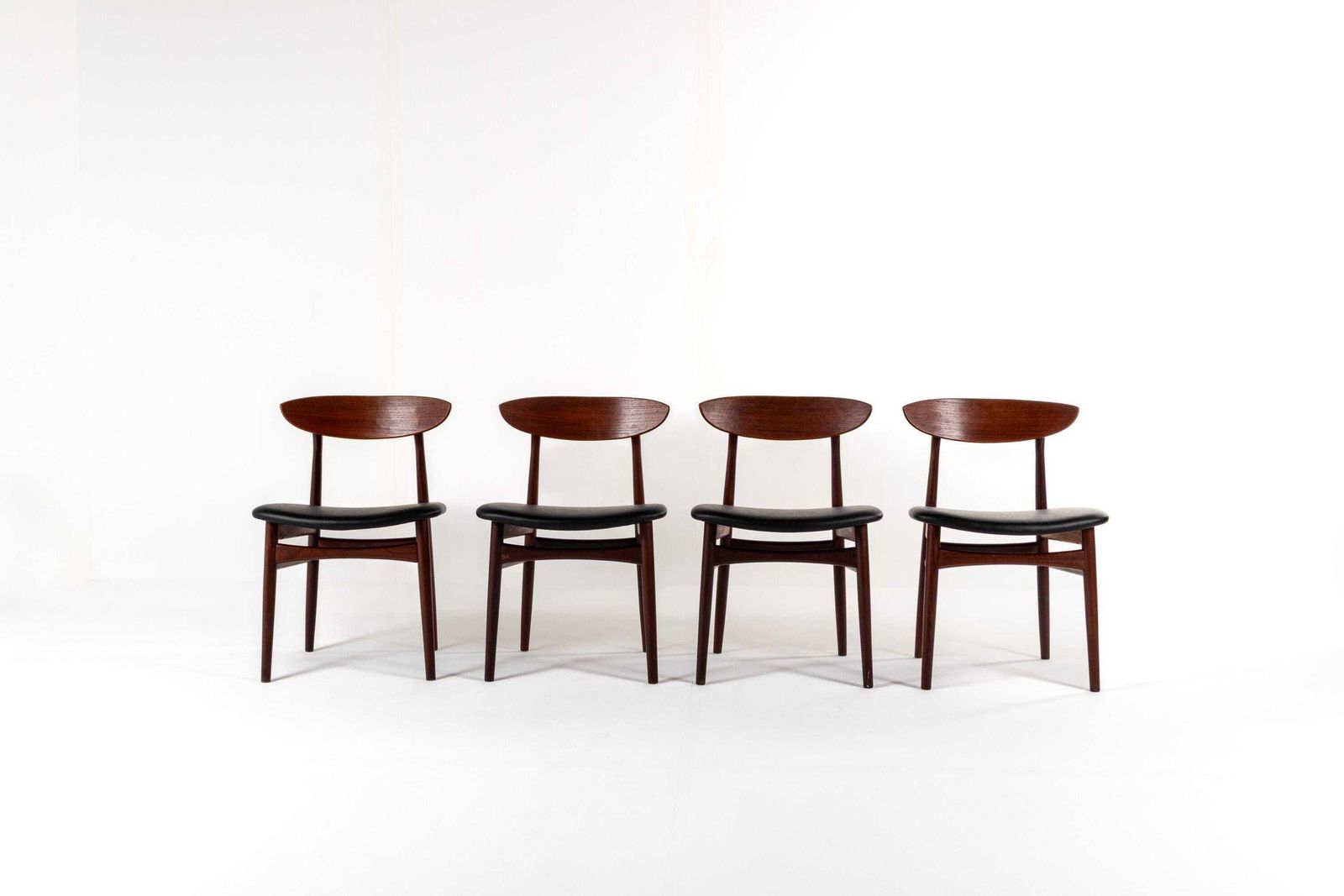 Set Of 4 Vintage Danish Teak Dining Chairs, Mid Century Modern Design, 1960s photo for sale