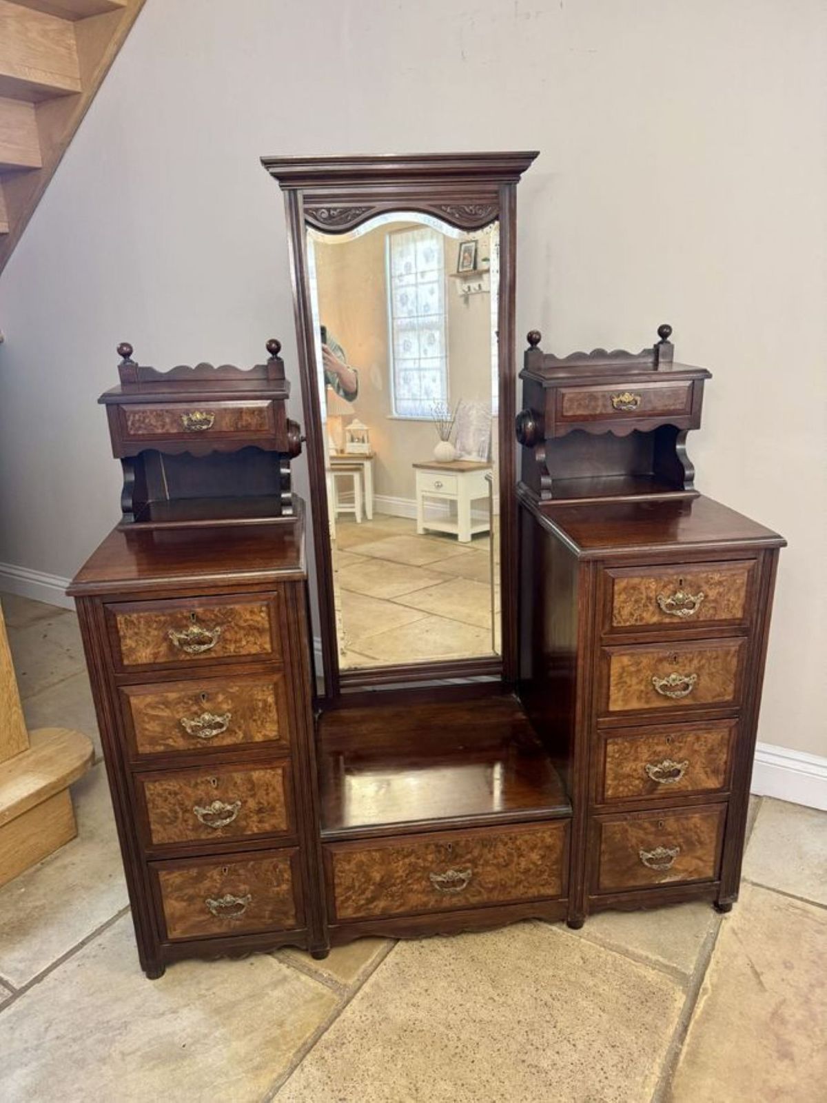 Fine Quality Antique Burr Walnut Dressing Table photo Furniture