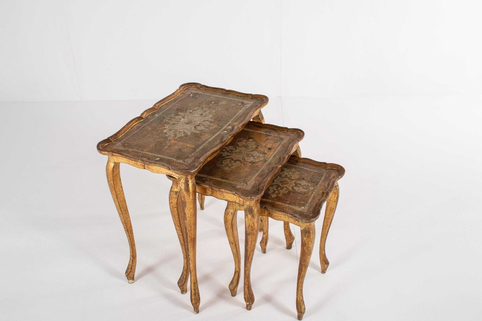 Set Of 3 Vintage Italian Florentine Nesting Tables photo for sale
