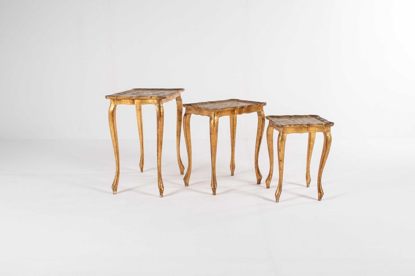 Set Of 3 Vintage Italian Florentine Nesting Tables photo vintage