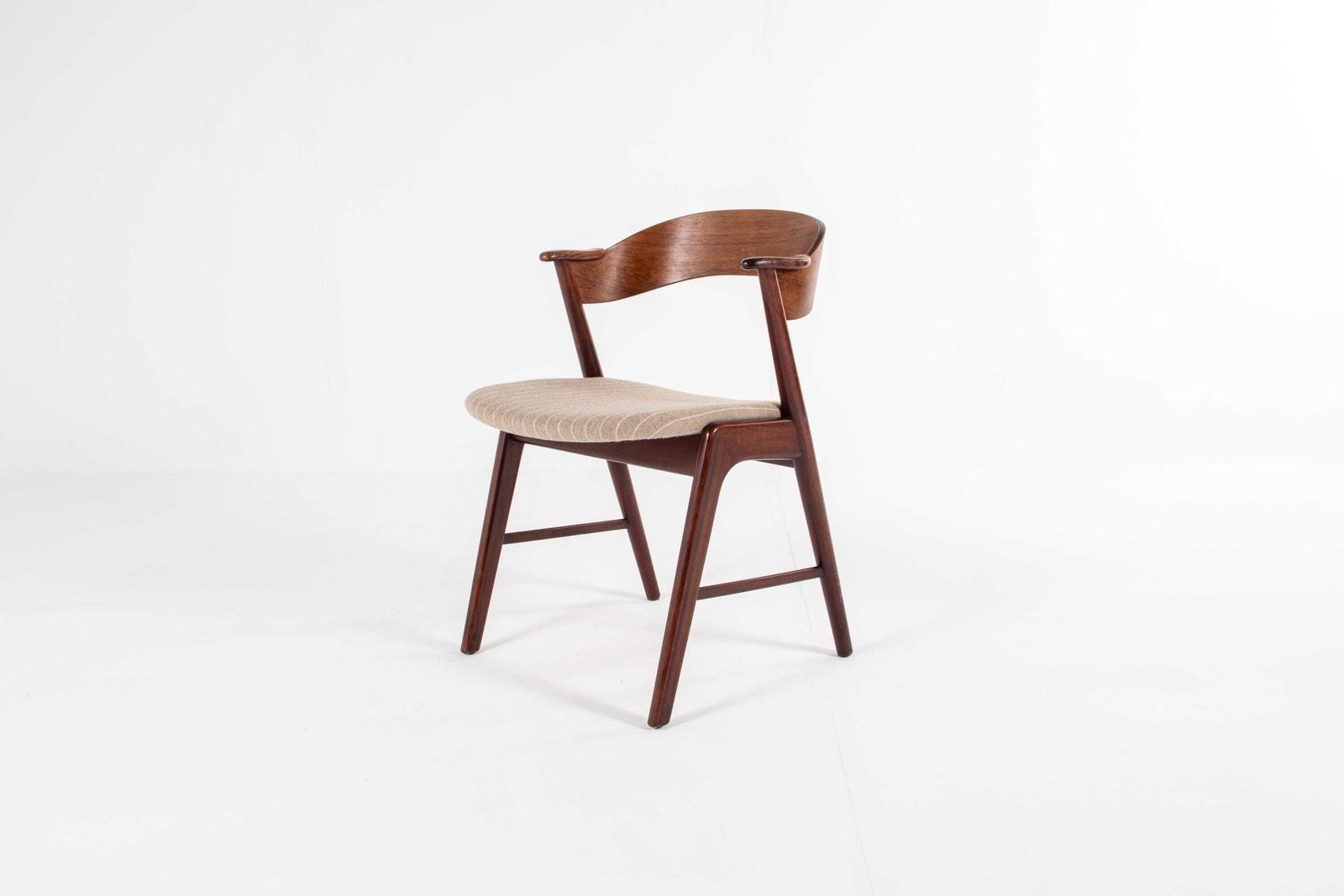 Vintage Korup Stolefabrik Chair In Rosewood – Newly Upholstered In Wool Fabric