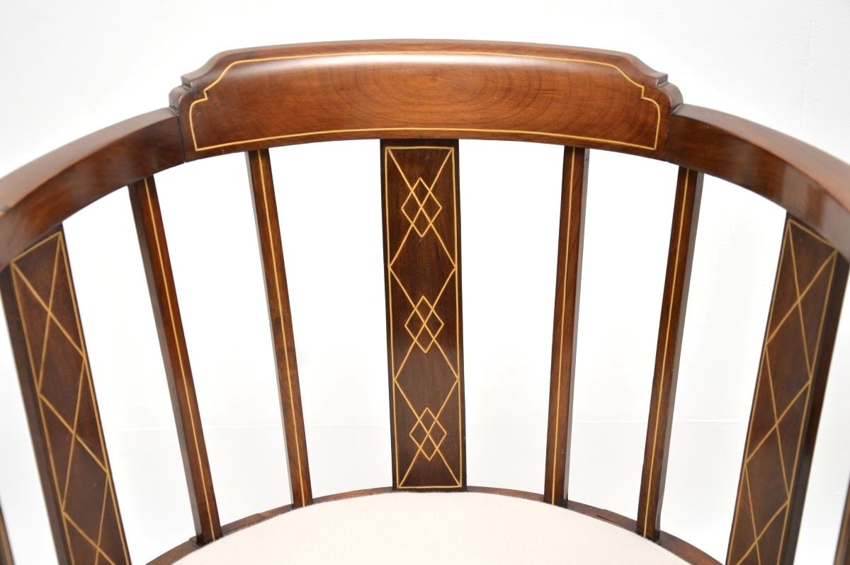 Pair Of Antique Edwardian Inlaid Walnut Armchairs photo vinterior