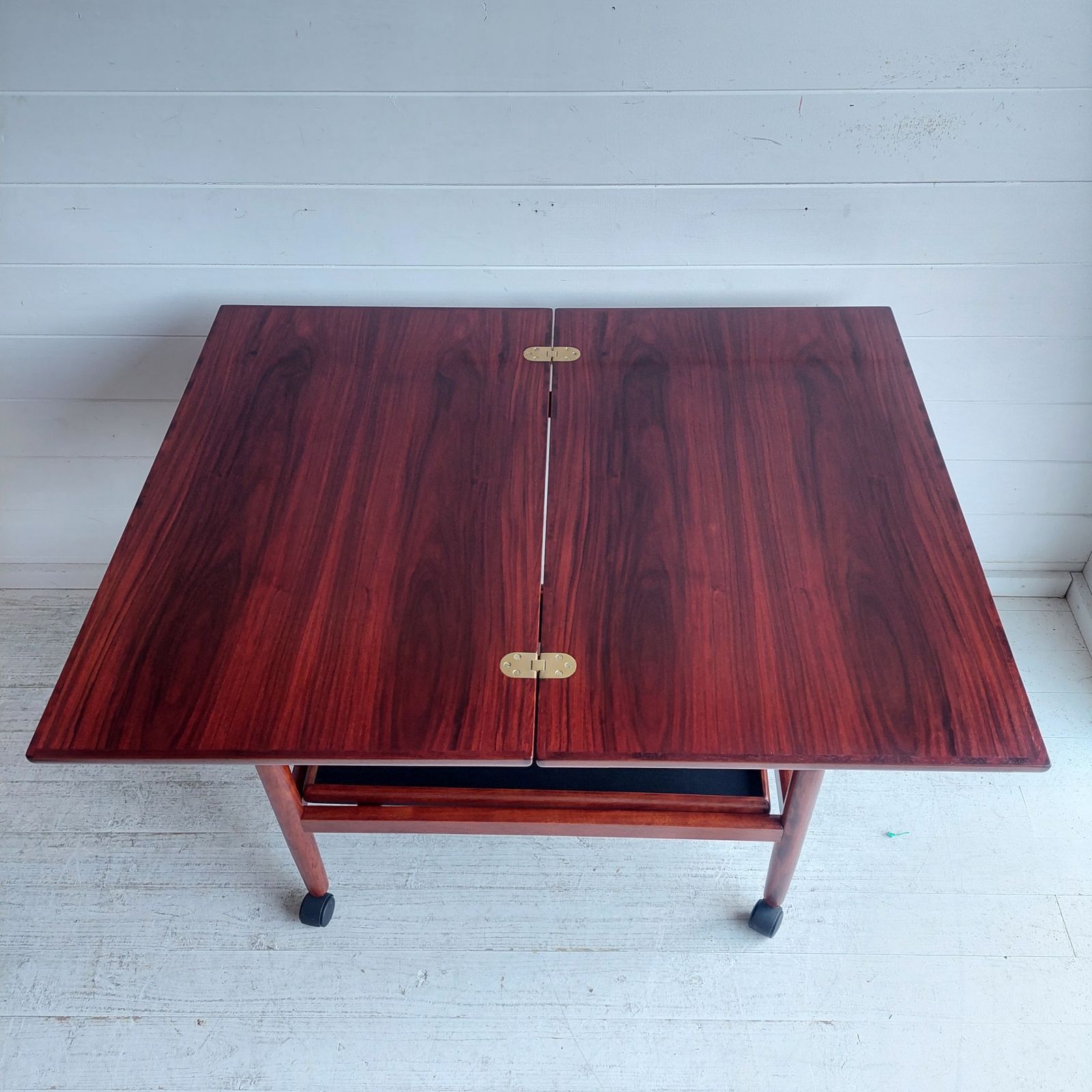 Mid Century Drinks Trolley Grete Jalk Poul Jeppesens Møbelfabrik, Rosewood Extendable Barcart 1960s photo vintage
