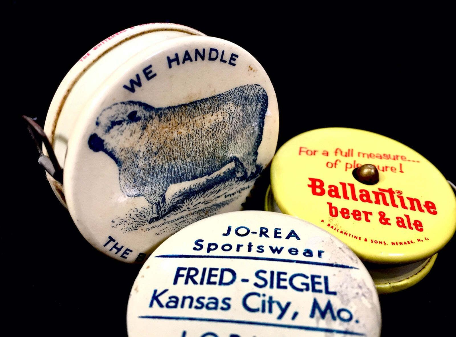 Antique Advertising Set Of 3 Miniature American Store Promotional Tape Measures photo 50.0