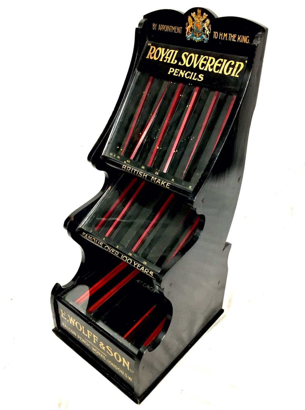 Antique Advertising E.Wolff & Son Of London Pencil Shop Display Cabinet Case photo furniture