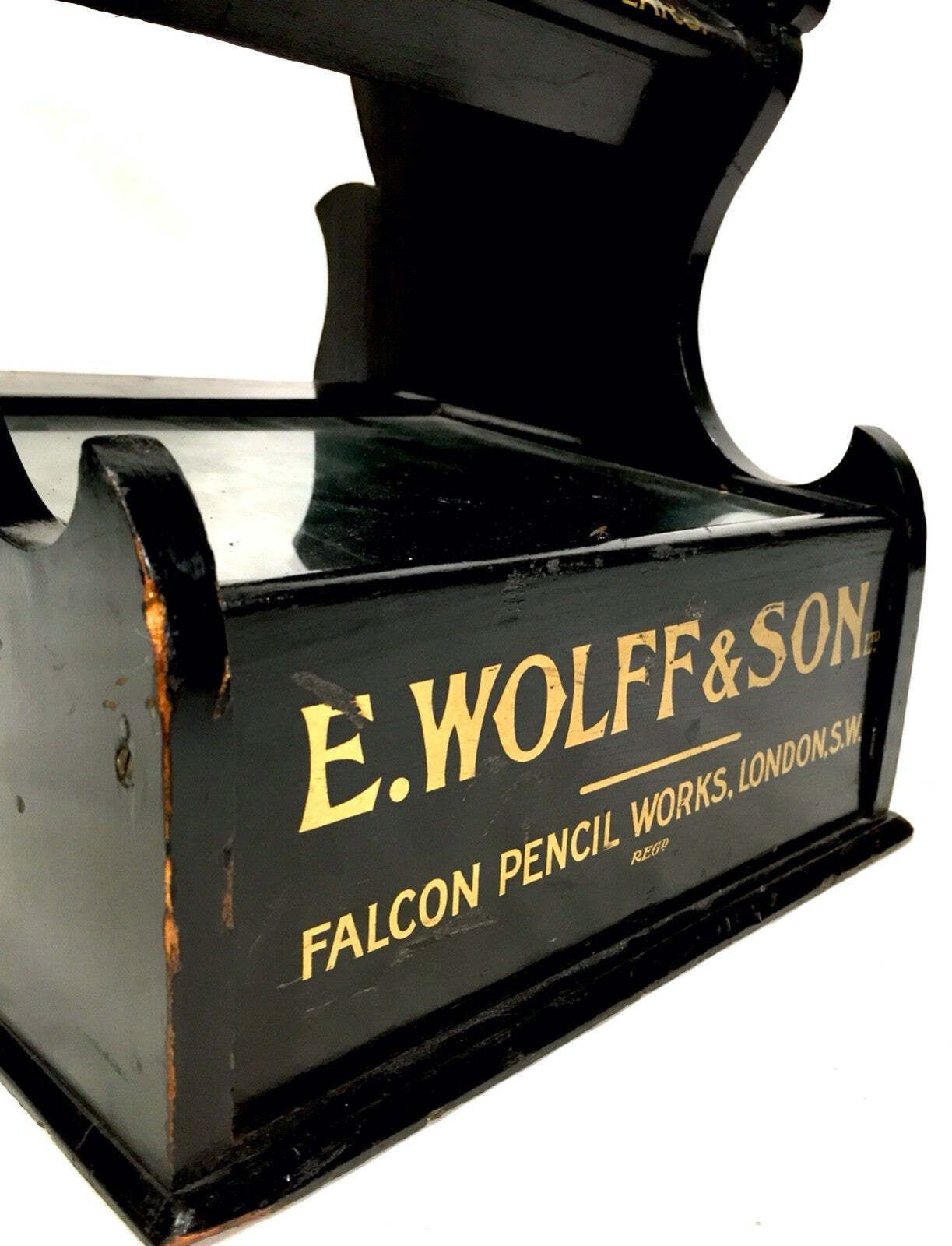 Antique Advertising E.Wolff & Son Of London Pencil Shop Display Cabinet Case photo for sale
