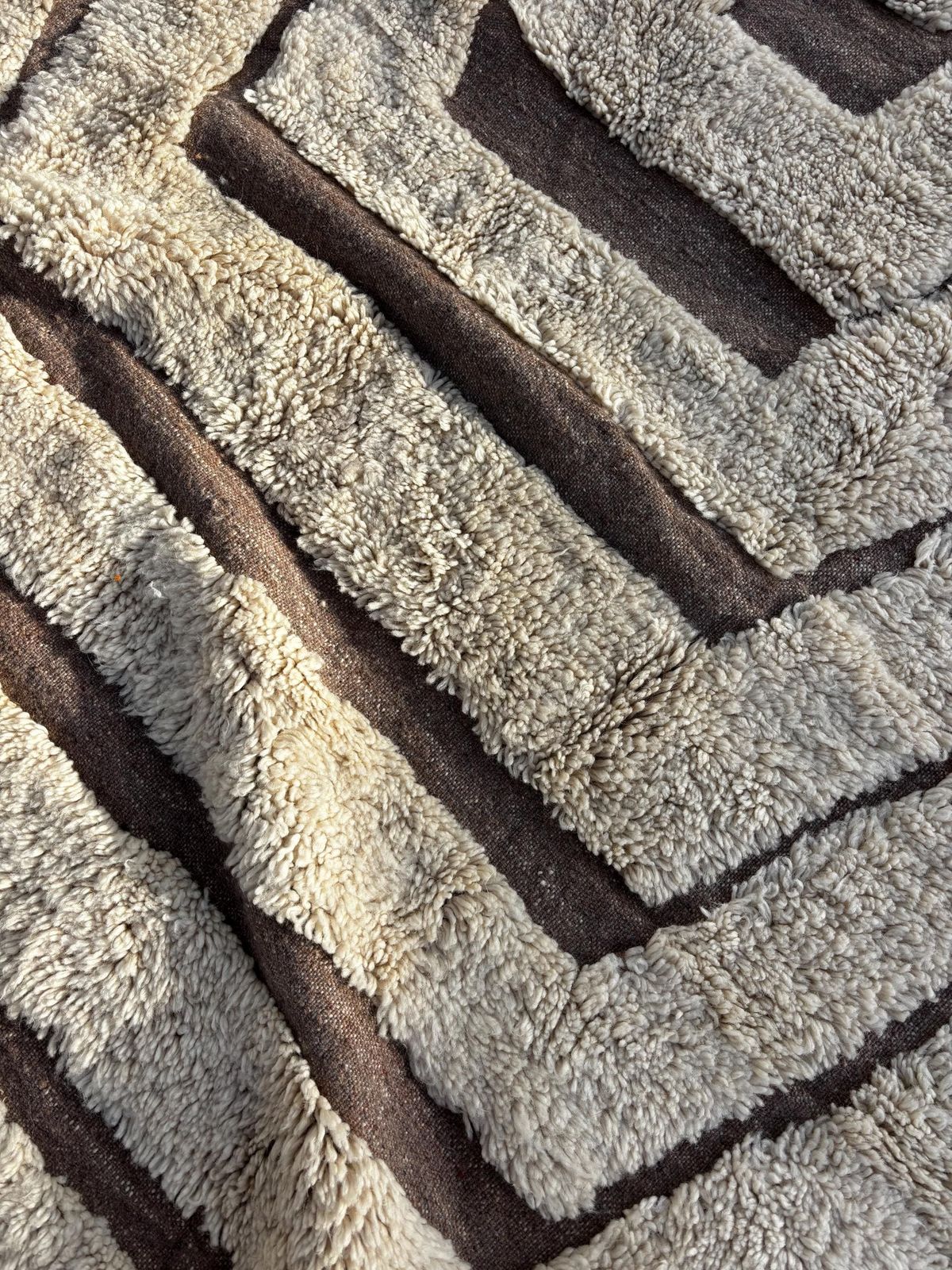 Modern Moroccan Mrirt Rug 200x300 Cm– Cream Wool Texture Design – Handmade In Morocco – Fair Trade – Berber Carpet   Moroccan Wool Rug photo vintage