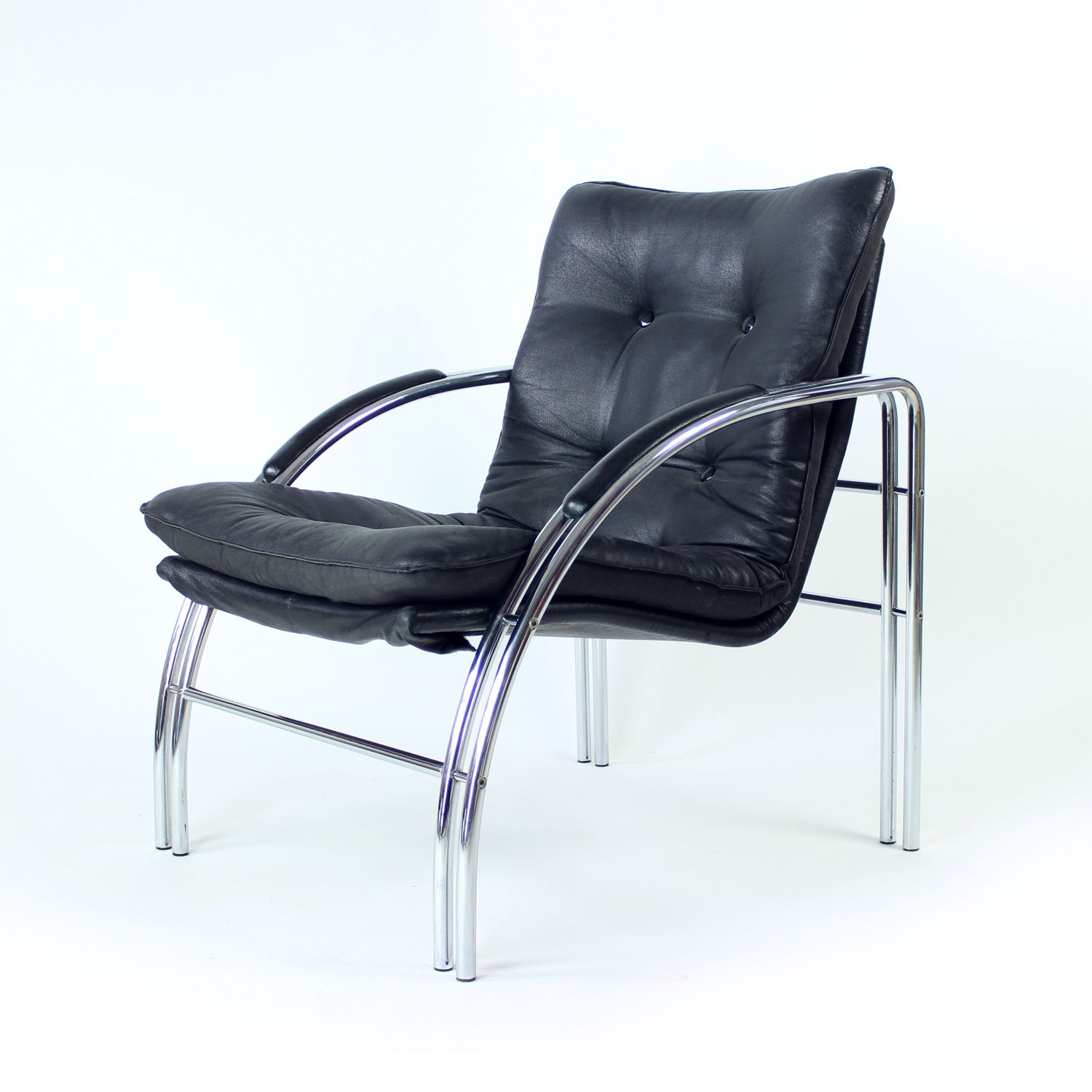 Mid Century Chrome Lounge Chair By Viliam Chlebo For Kodreta, Czechoslovakia, 1980s
