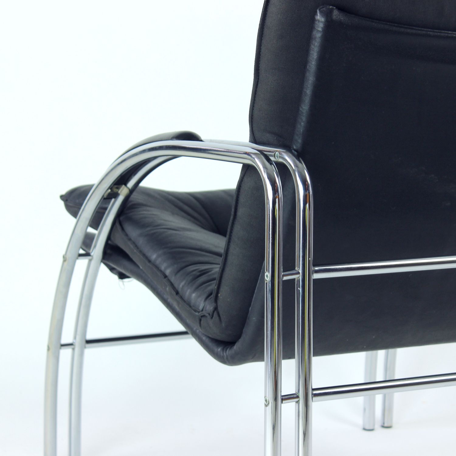 Mid Century Chrome Lounge Chair By Viliam Chlebo For Kodreta, Czechoslovakia, 1980s photo buy
