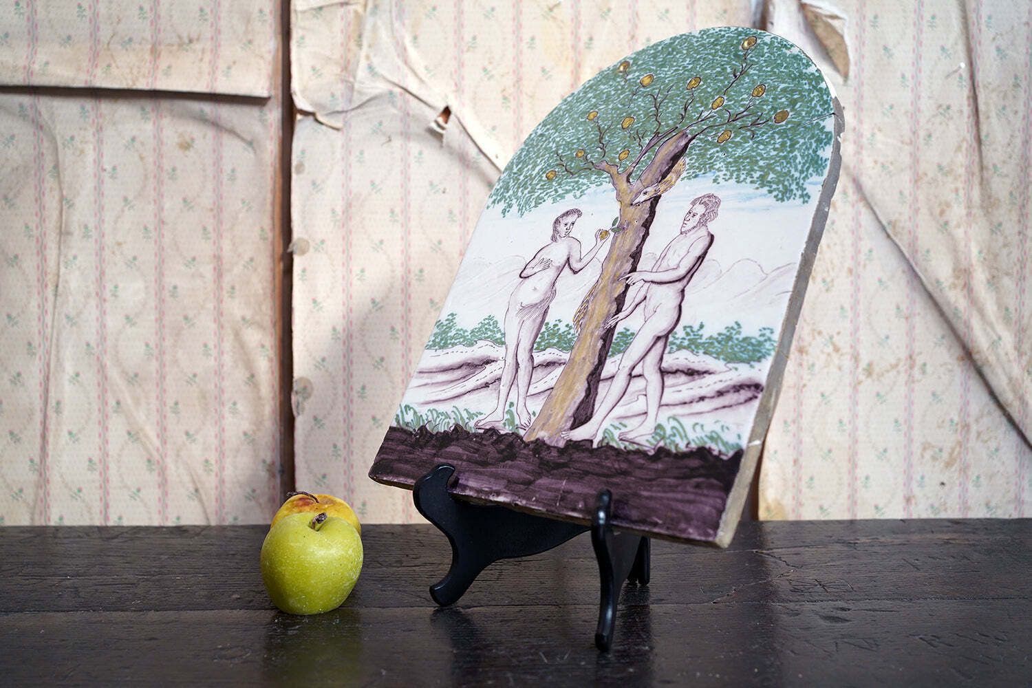 A Large Late 18thc Earthenware Plaque Of The Fall Of Adam And Eve & The Tree Of Knowledge C.1780 photo Art