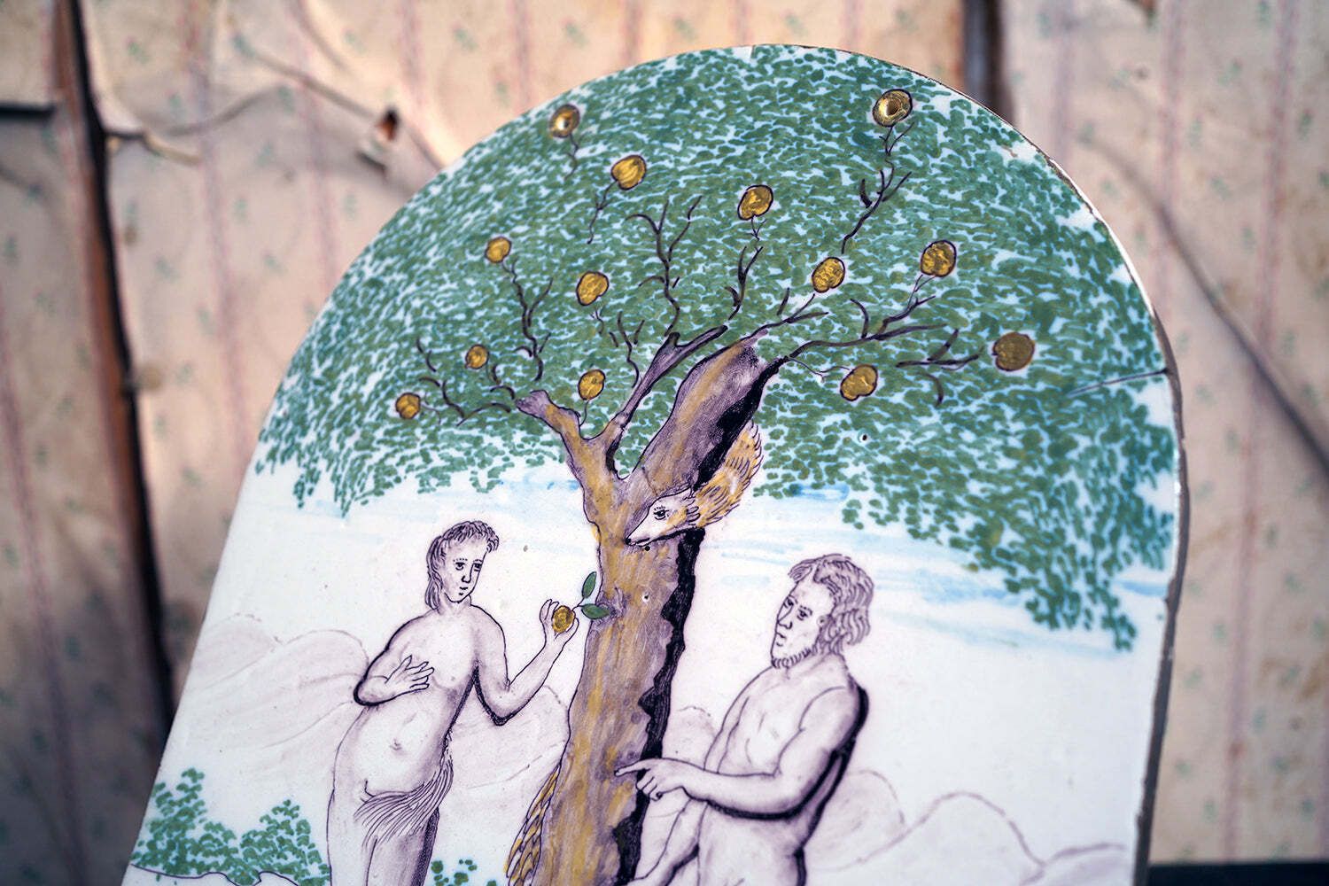 A Large Late 18thc Earthenware Plaque Of The Fall Of Adam And Eve & The Tree Of Knowledge C.1780 photo 3950.0