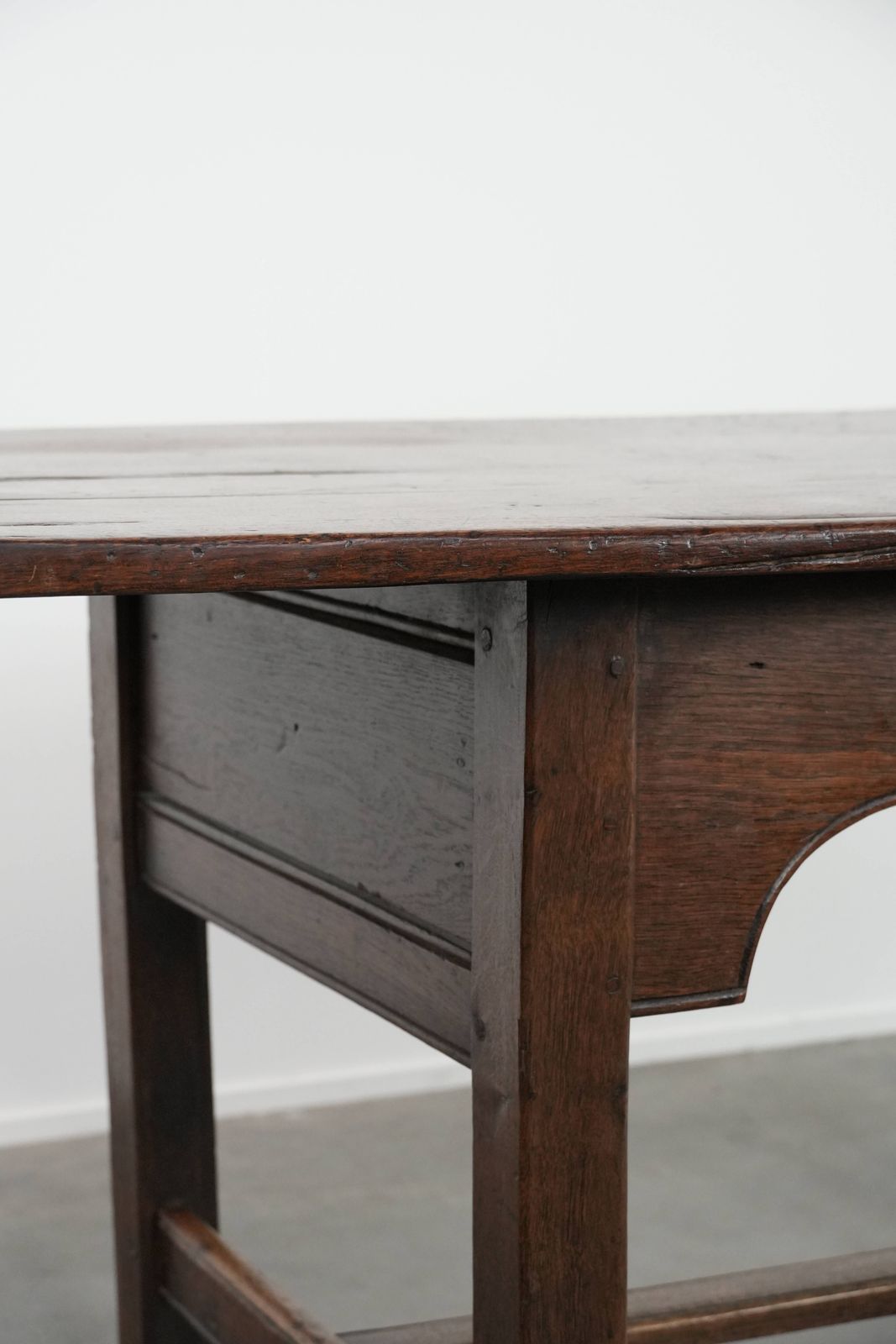 Furniture Unique Antique Rural English Oak Dining Table From The Early 18th Century For 4 To 6 People With Beautiful Details And A Beautiful Patina photo