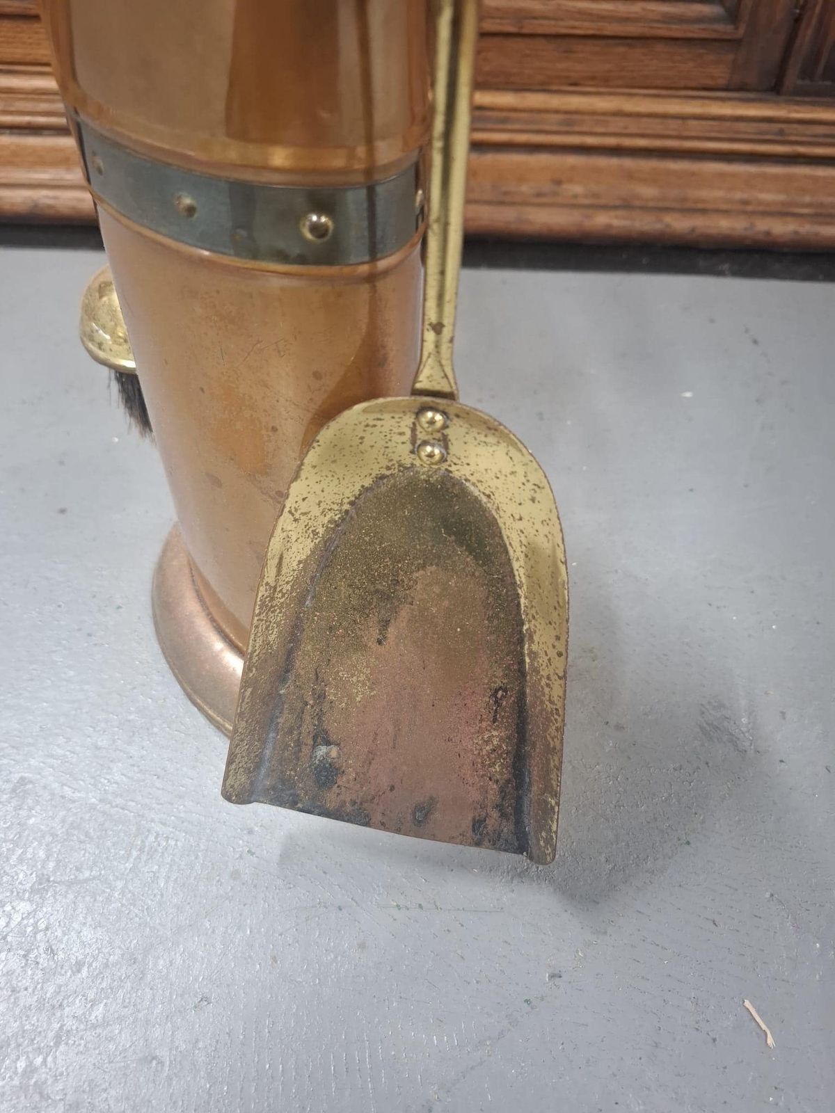 Edwardian Brass And Copper Fire Companion Set photo 360.0