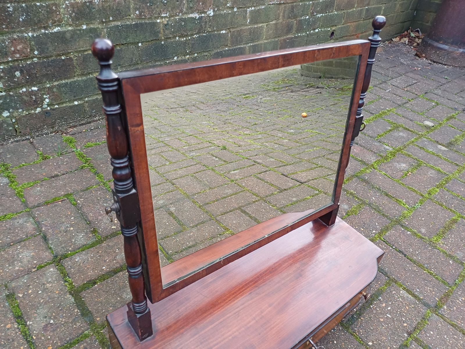 Furniture Beautifully Aged Antique 19th Century Mahogany Dressing Table Swing Mirror With Drawers Original Key Georgian Victorian photo