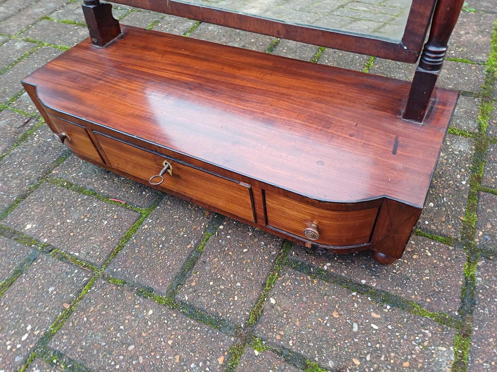photo vinterior Beautifully Aged Antique 19th Century Mahogany Dressing Table Swing Mirror With Drawers Original Key Georgian Victorian