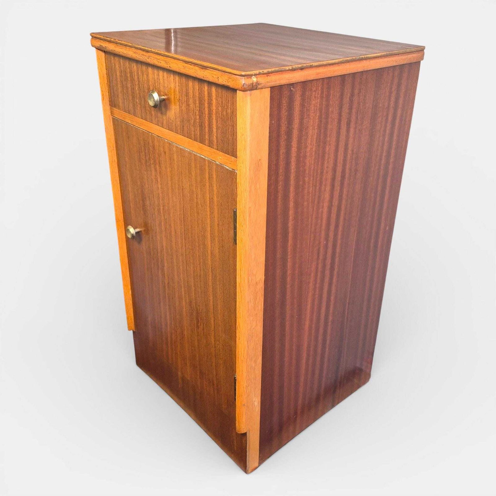 photo furniture Art Deco Teak Bedside Cabinet | Vintage 1930s Nightstand Cupboard | Antique Bedside Table