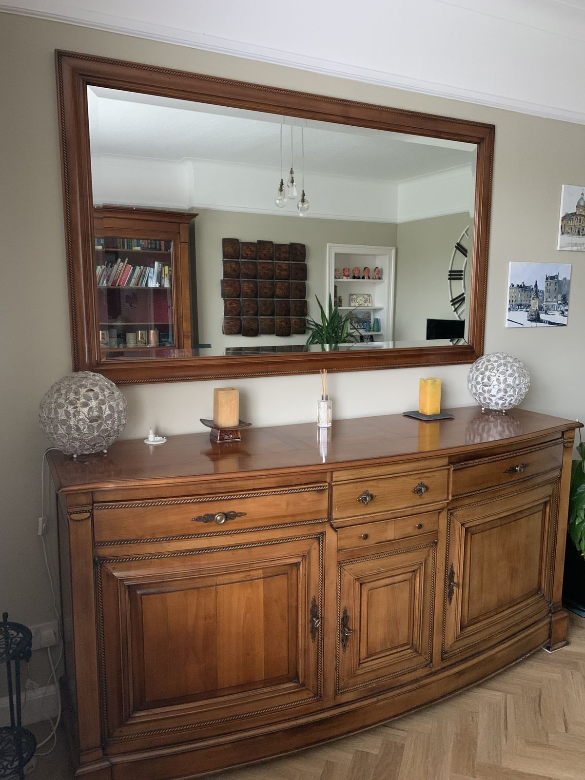 Cherrywood Side Board With Matching Mirror
