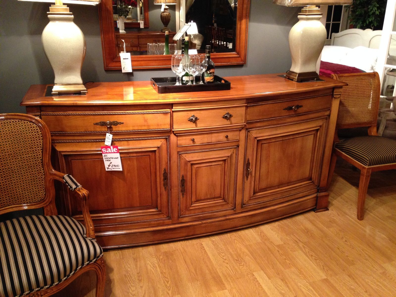 Cherrywood Side Board With Matching Mirror photo furniture