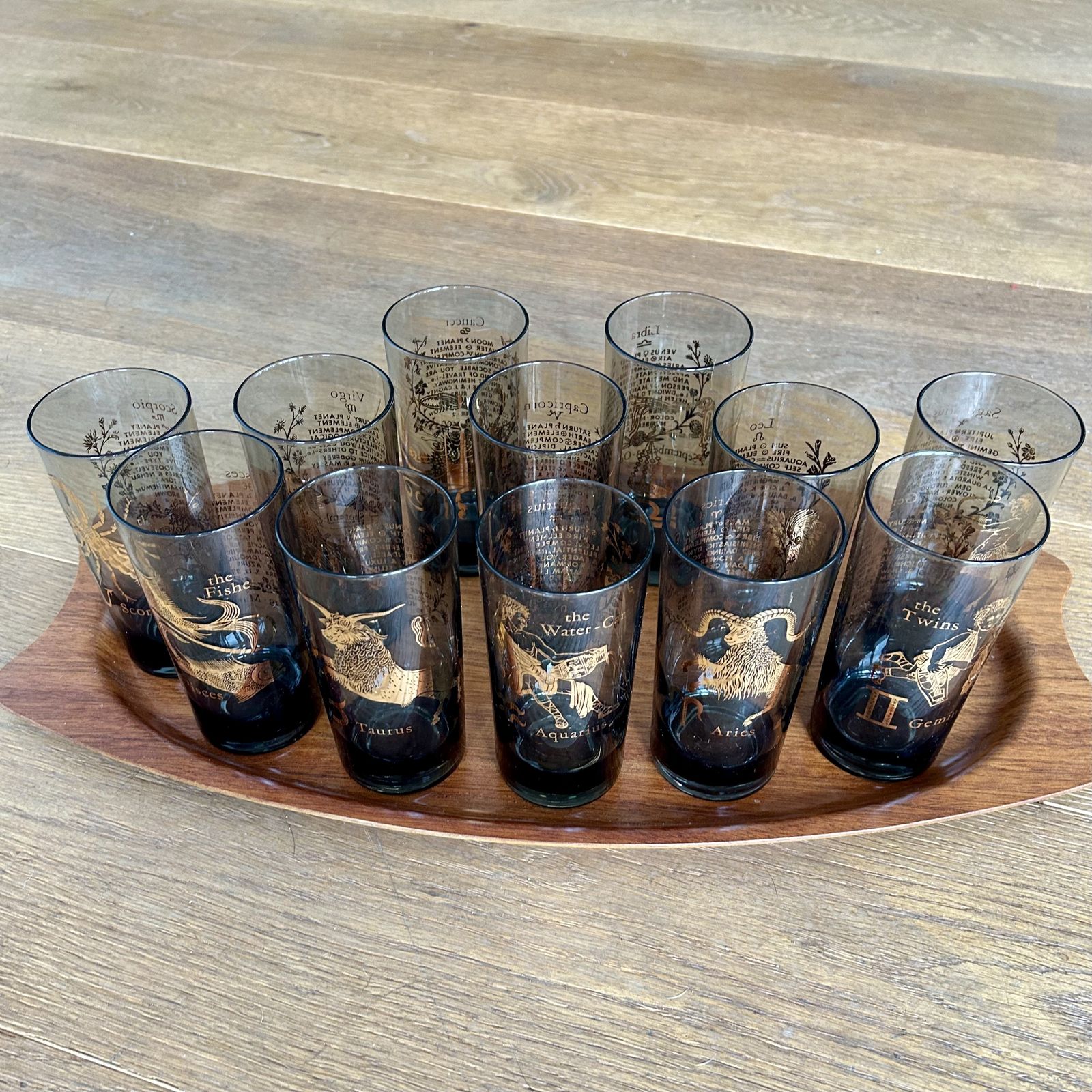 Rare Complete Set Federal Zodiac Hi Ball Glasses   All 12 Signs