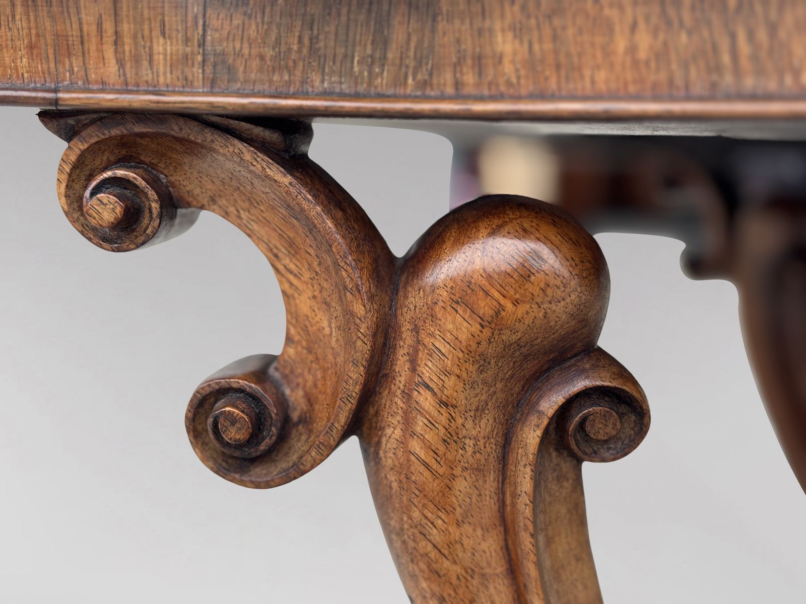 Mid 19th Century Victorian Period Burr Walnut Carved Centre Table photo vintage