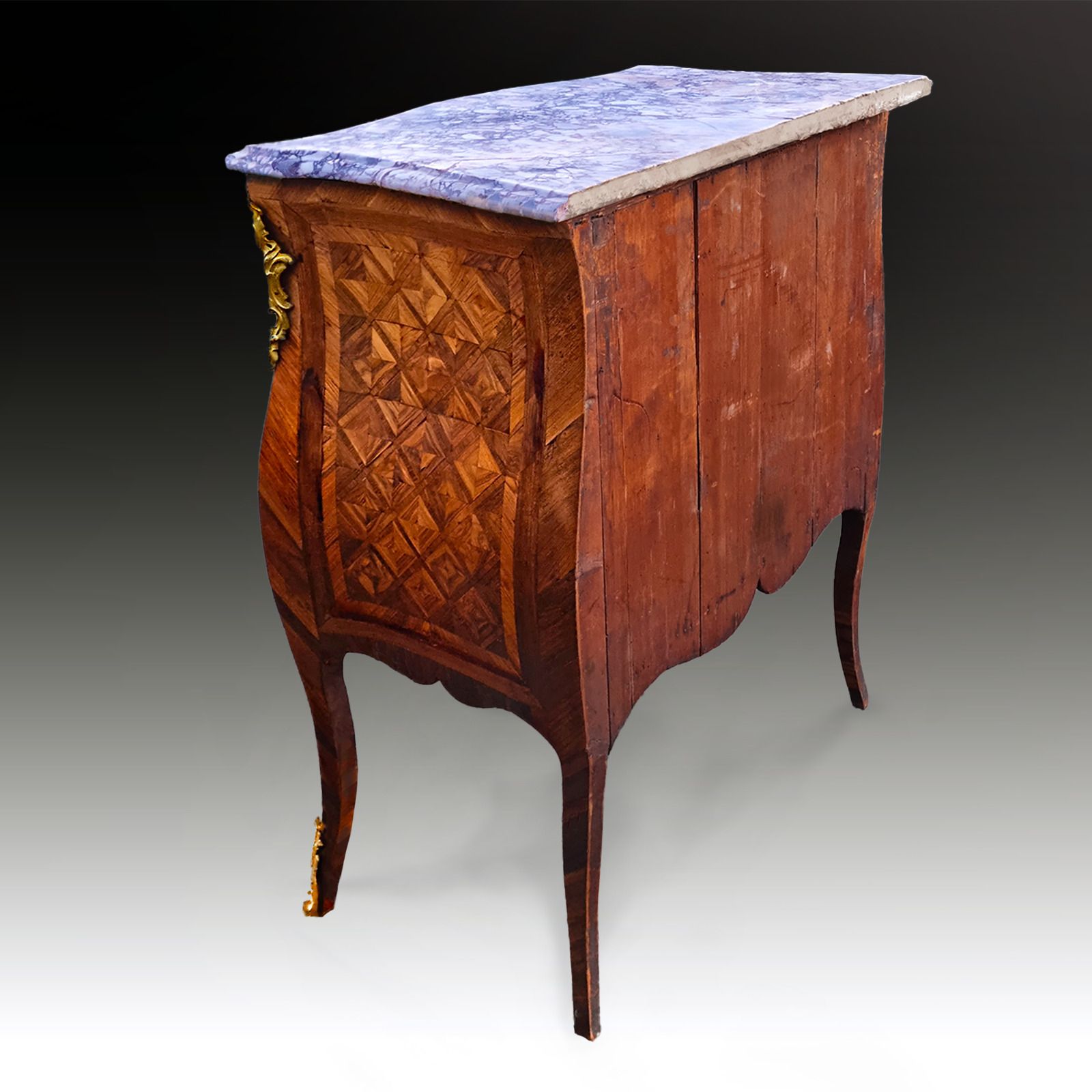 Louis XV Parquetry French Kingwood Provincial Commode, Gilt Bronze Mounts photo Furniture