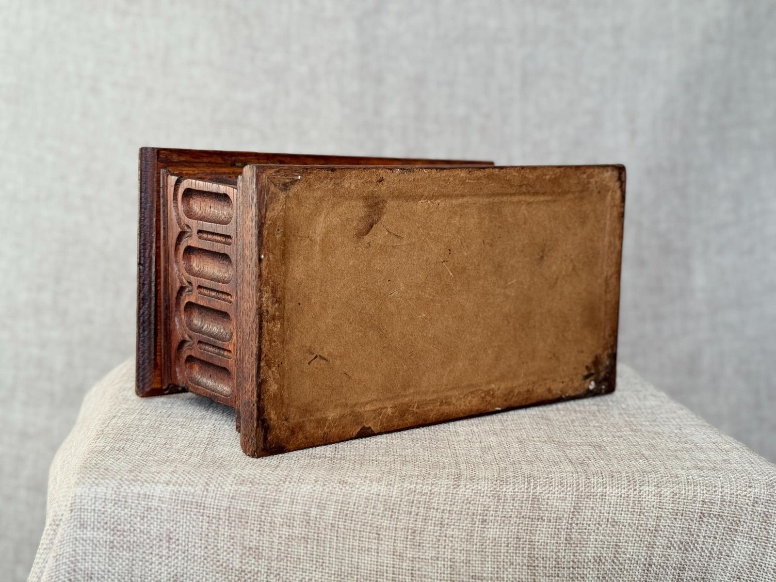 180.0 Antique Carved Wooden Jewellery Chest With Key | Gothic Revival Trinket Box | Large Decorative Wood Box | Architectural Carved Detail photo
